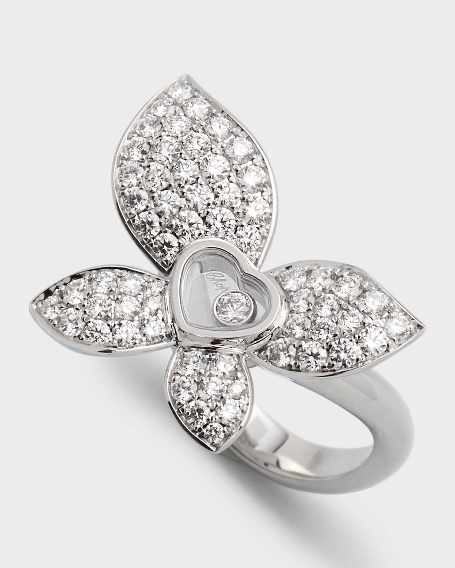 Chopard Happy Butterfly 18K White Gold Diamond Ring | Neiman Marcus