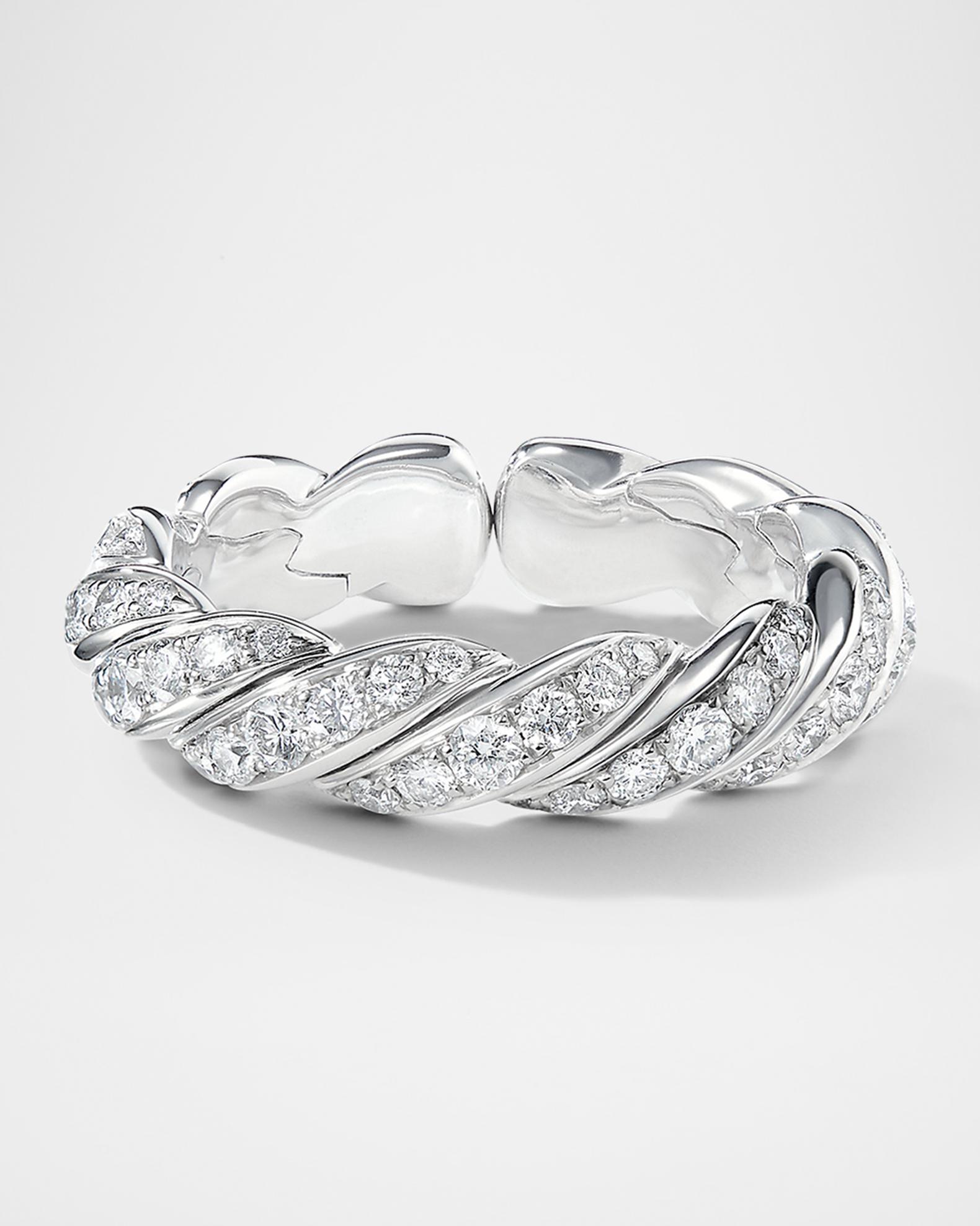 David Yurman Sculpted Cable Flex Band Ring with Diamonds in 18K Gold ...