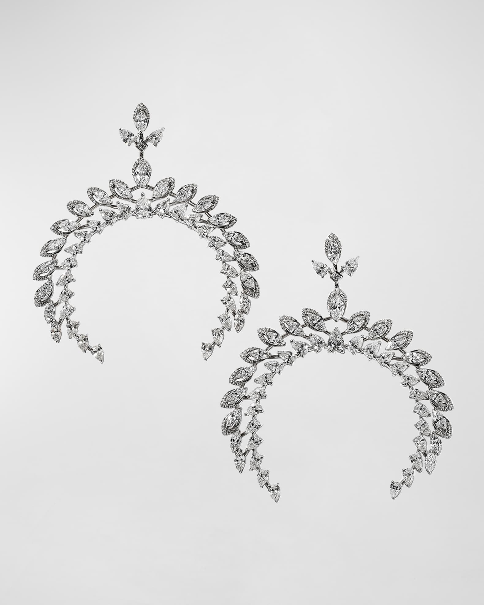 WHITE GOLD DIAMOND CRESCENT EARRINGS 0