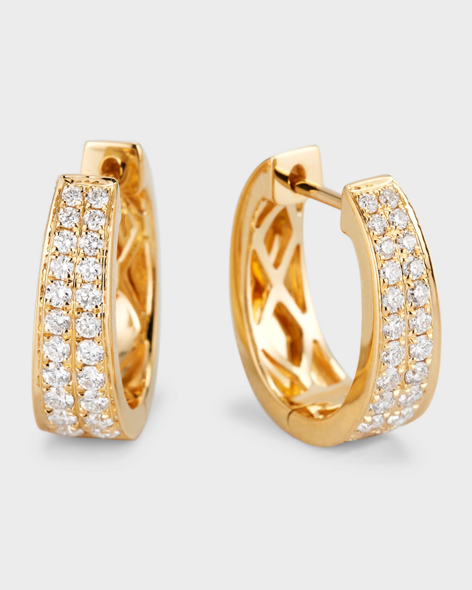 18K Yellow Gold Pave Diamond Meryl Huggie Earrings 0