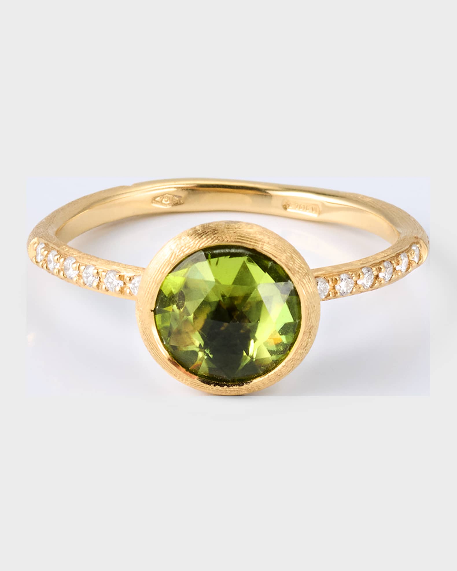 Jaipur Color Stackable Ring with Peridot and Diamonds, Size 7 0