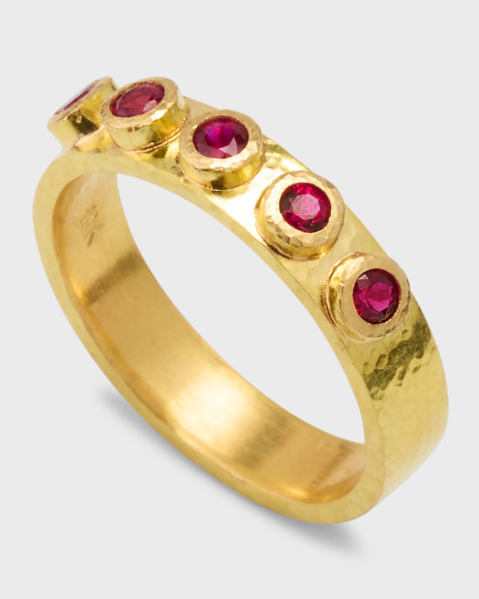 Elizabeth Locke 19K Flat Ribbon Stack Ring with 2.5mm Rubies | Neiman ...