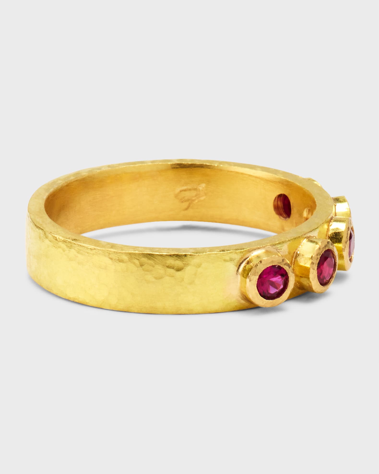 Elizabeth Locke 19K Flat Ribbon Stack Ring with 2.5mm Rubies | Neiman ...