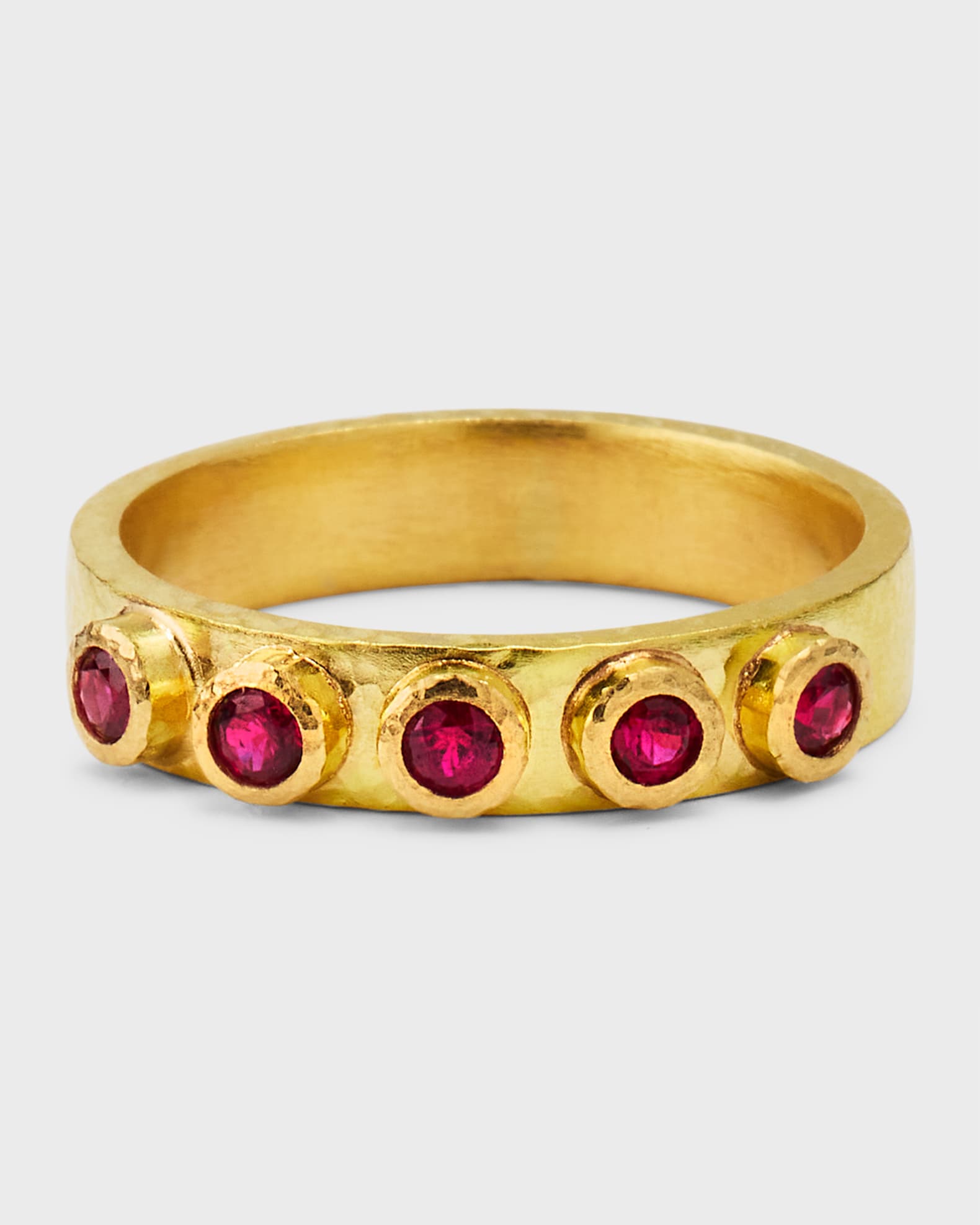 Elizabeth Locke 19K Flat Ribbon Stack Ring with 2.5mm Rubies | Neiman ...