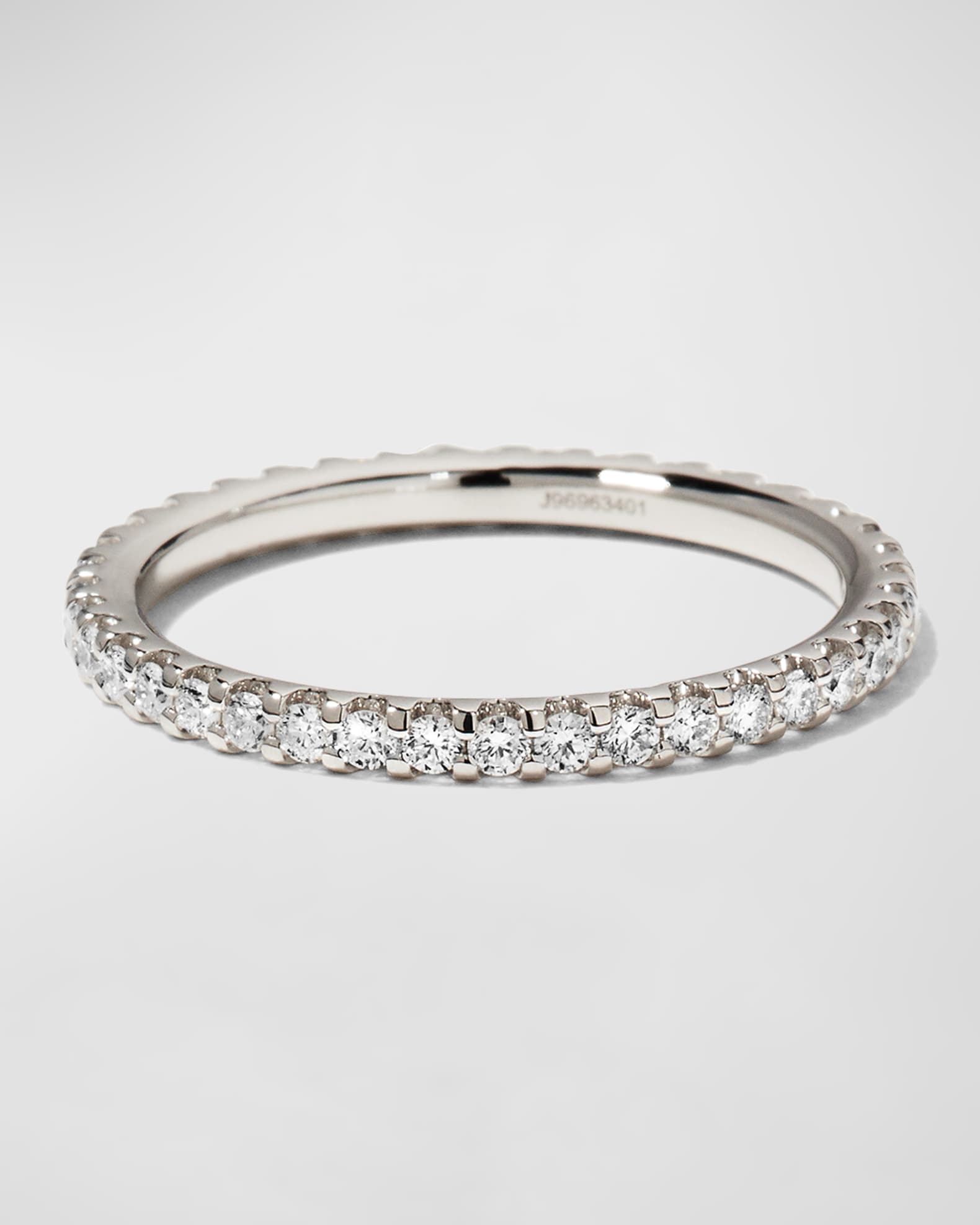 Platinum Round Diamond Eternity Ring, Size 6.5, 0.46-0.55tcw 0