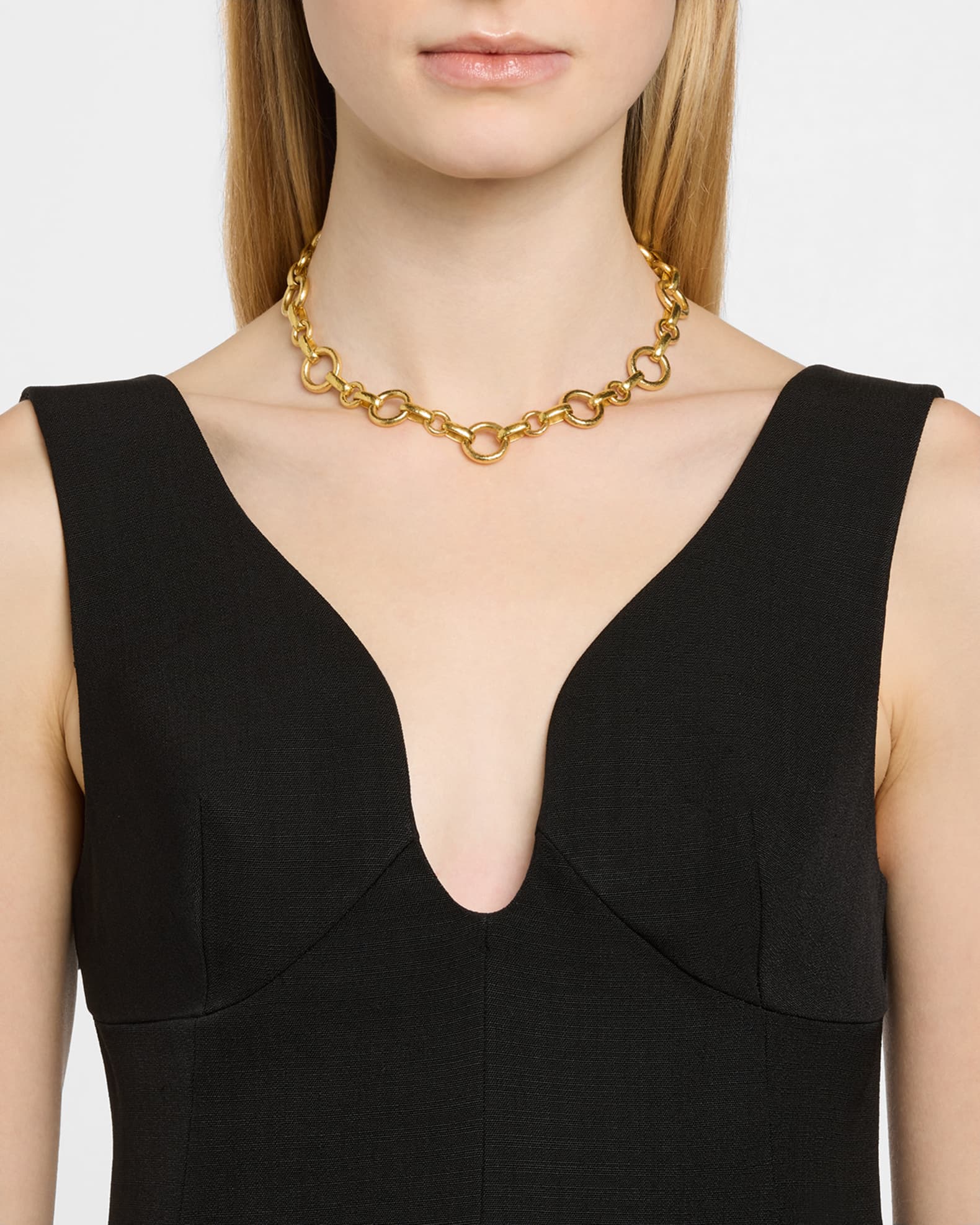 19K Large Siena Link Necklace with Stone Toggle 1