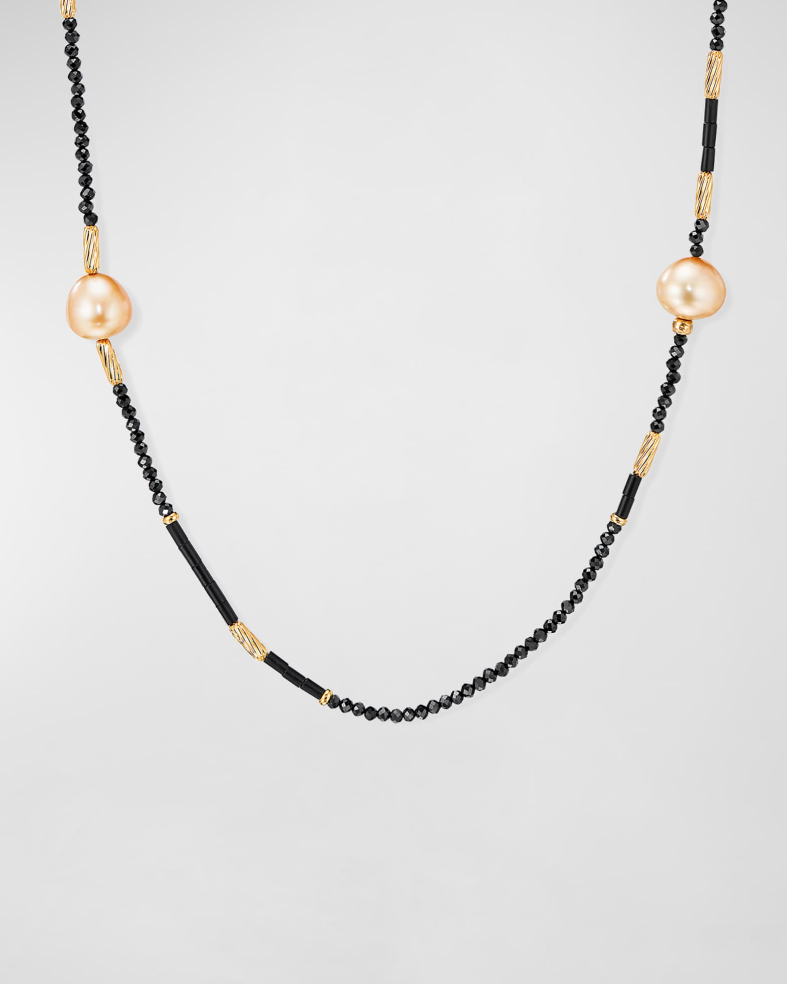 Long Tweejoux Necklace with Pearls, Black Spinel and Onyx 0
