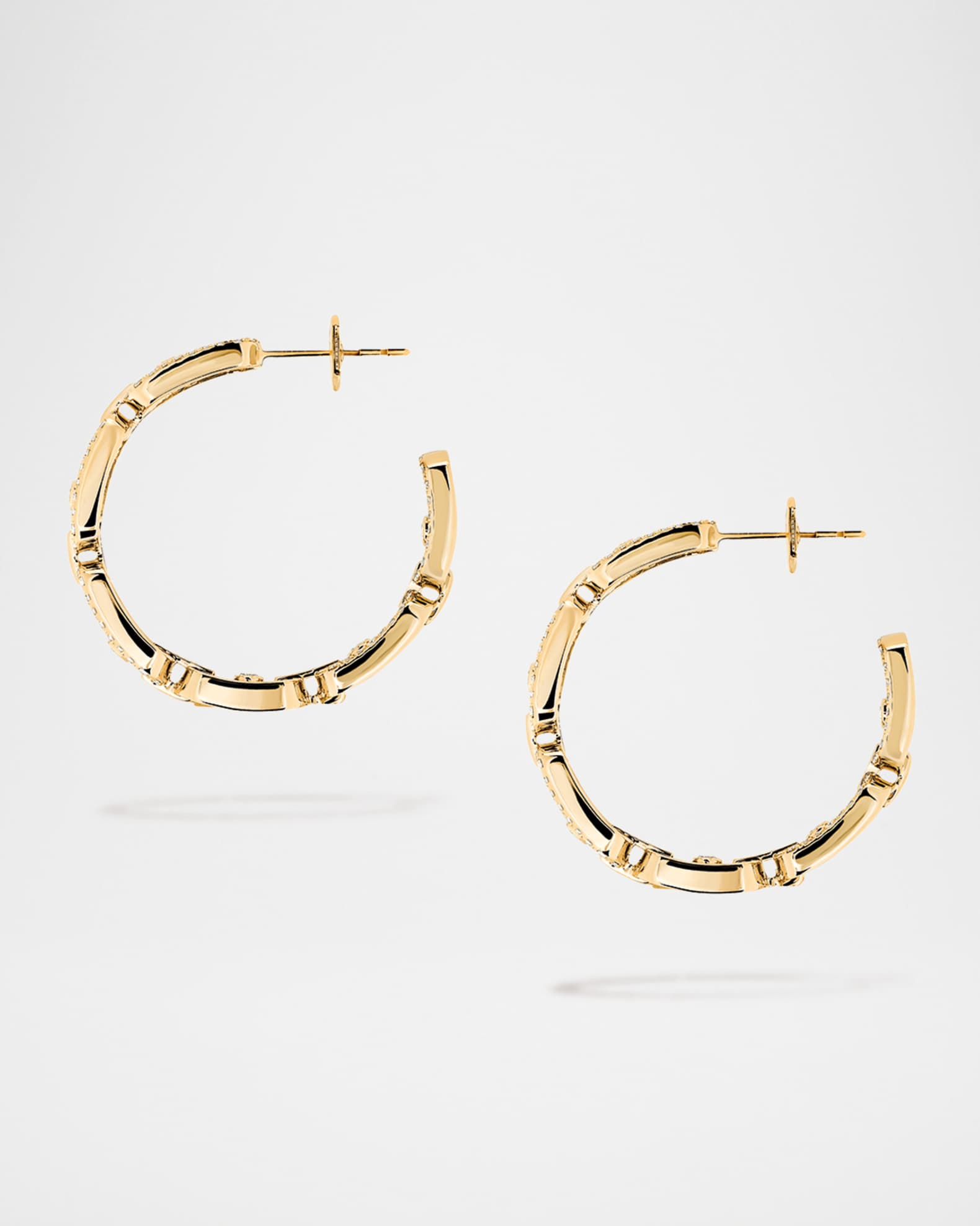 MOVE LINK 18K YELLOW GOLD DIAMOND HOOP EARRINGS 1