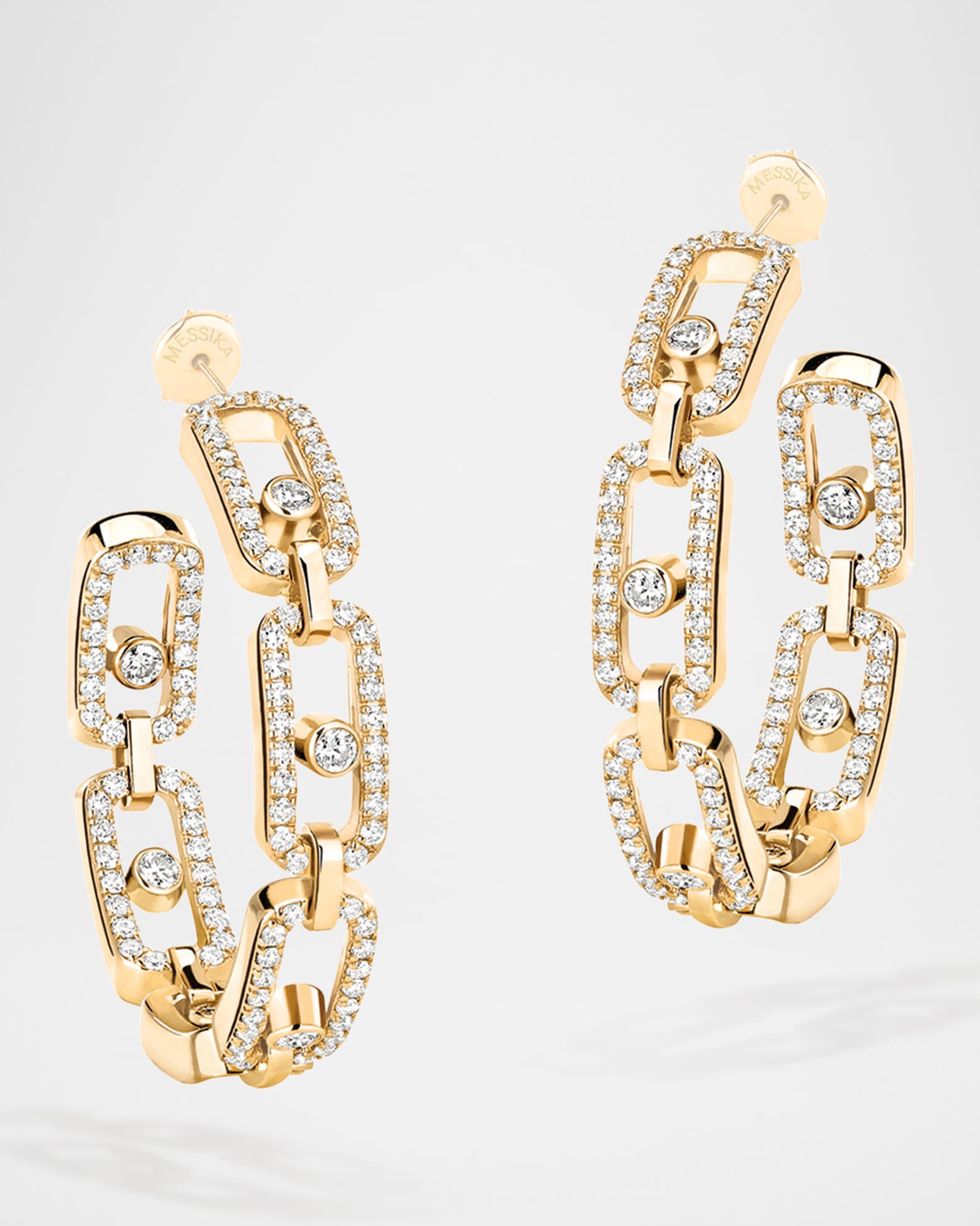 MOVE LINK 18K YELLOW GOLD DIAMOND HOOP EARRINGS 0