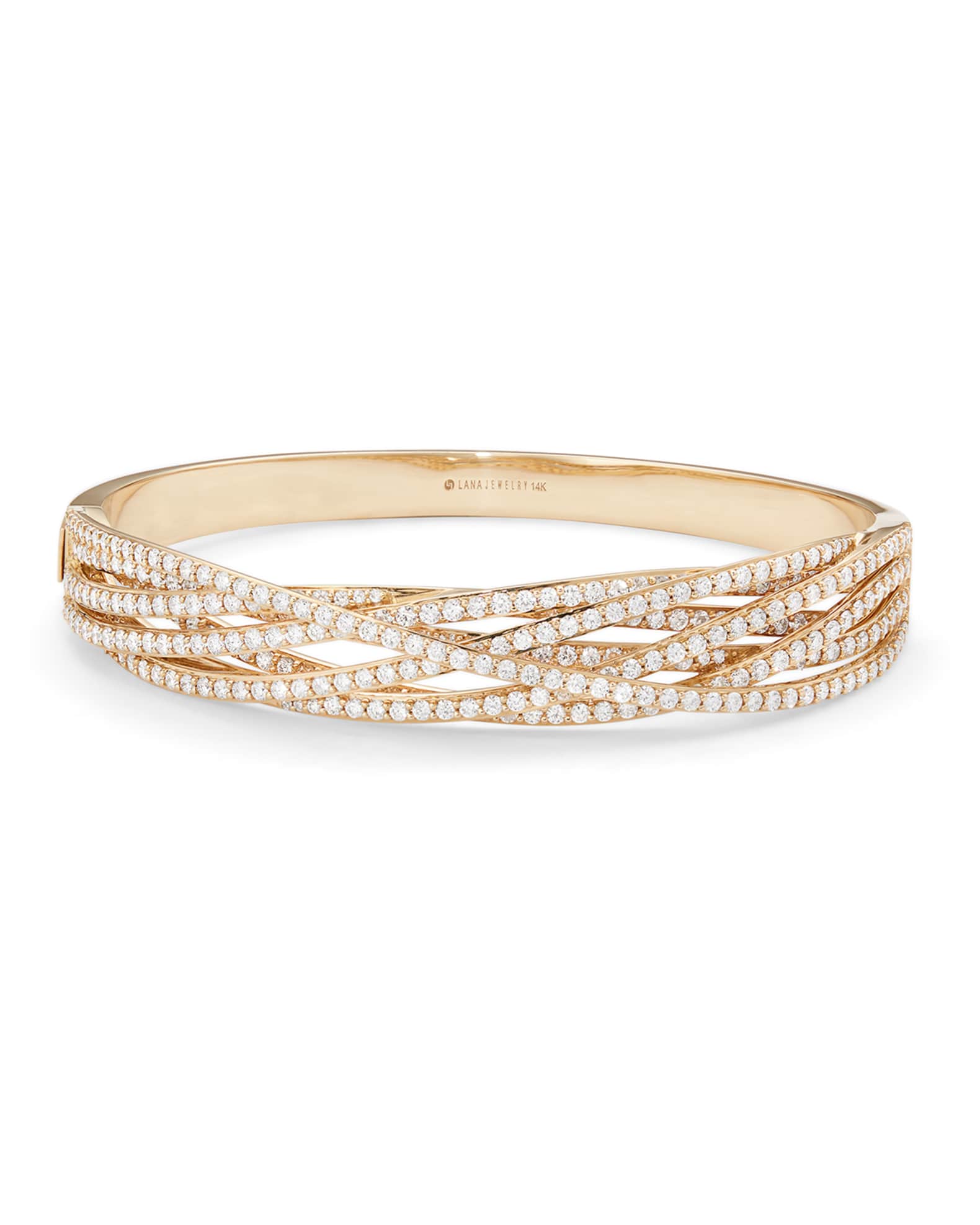 LANA Flawless 14k Mega Diamond Crossover Bangle