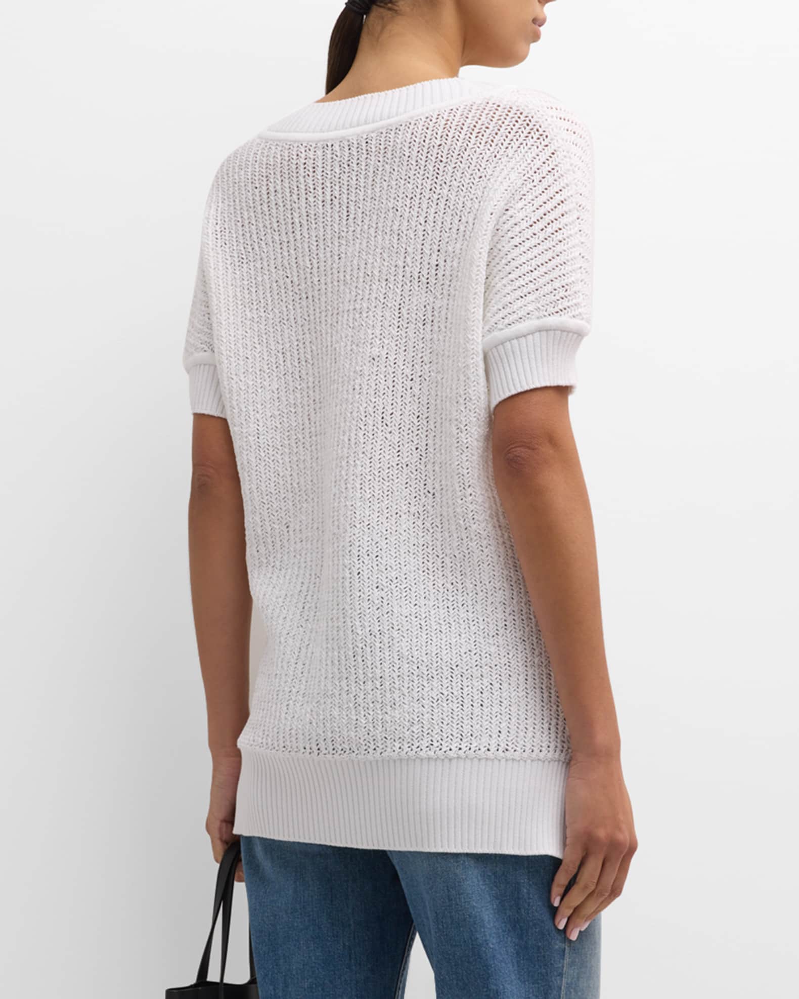 GORGLITTER Women's Floral Embroidered Sweaters - Lightweight Crochet Knit Long Sleeve Tops