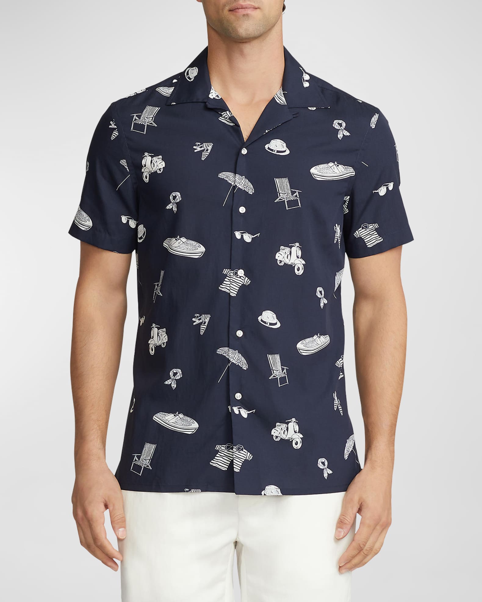Ralph Lauren Purple Label Men's Coastal-Print Camp Shirt