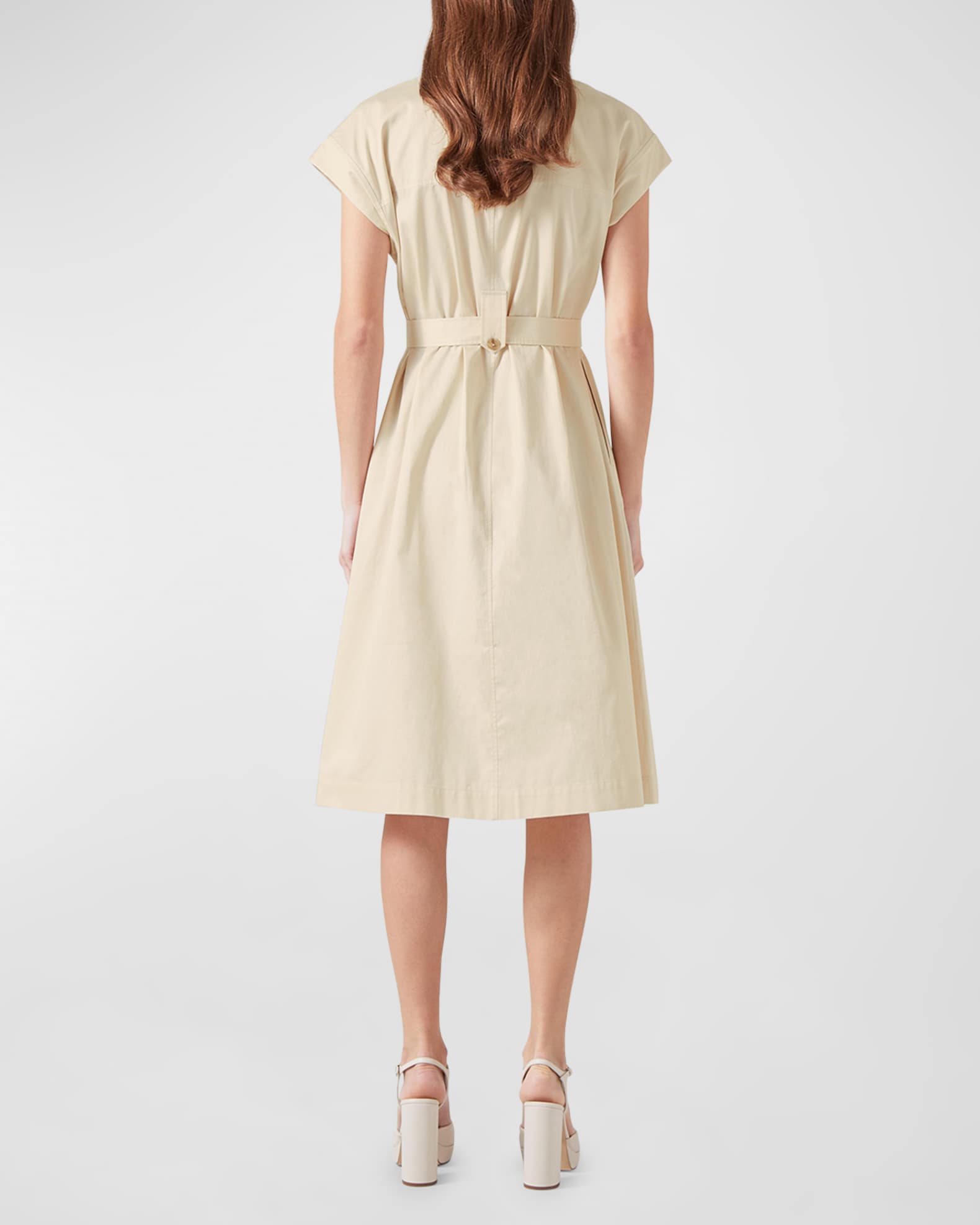 A Line Midi Dress with Cap Sleeves