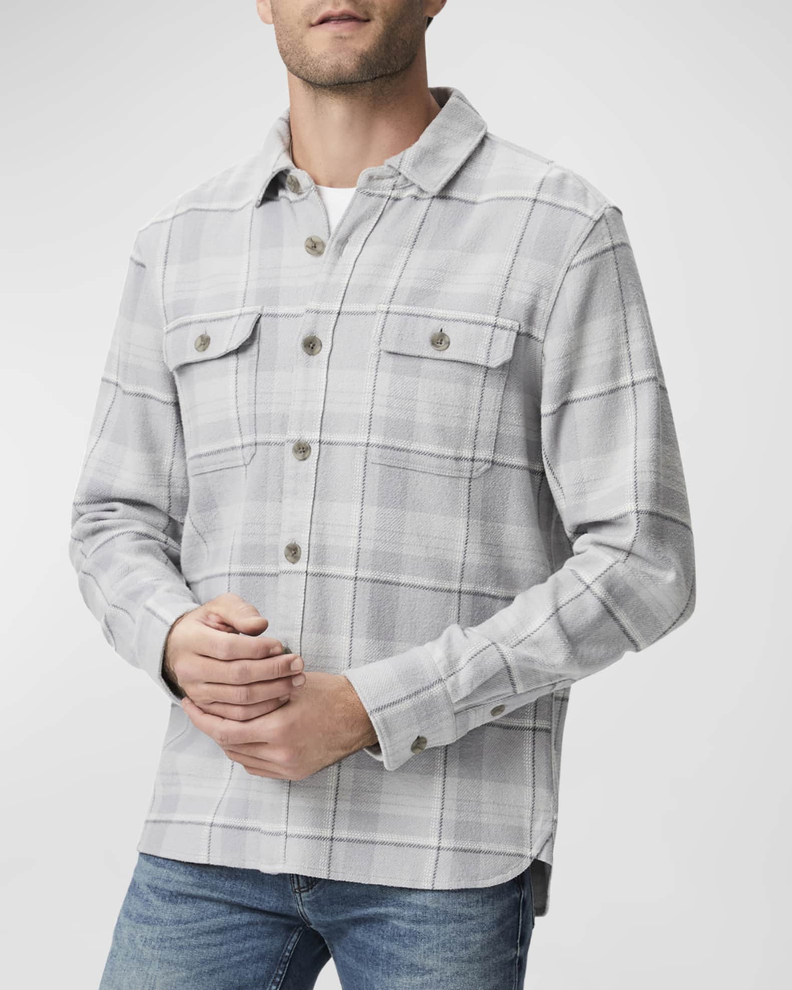 Brushed Twill Over-shirt with Single Breast Pocket Flap & Button