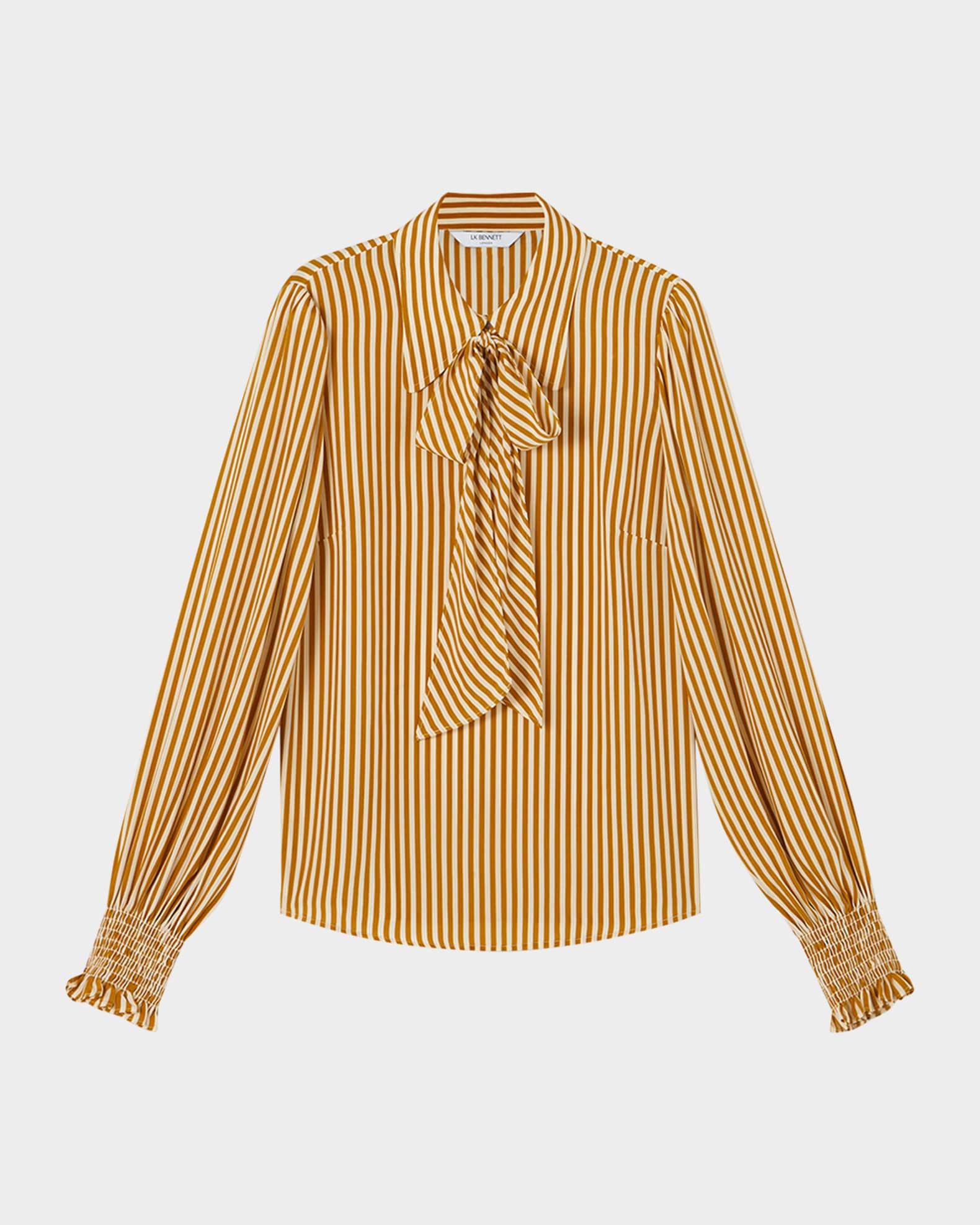 LK Bennett Emilia Striped Tie-Neck Blouse
