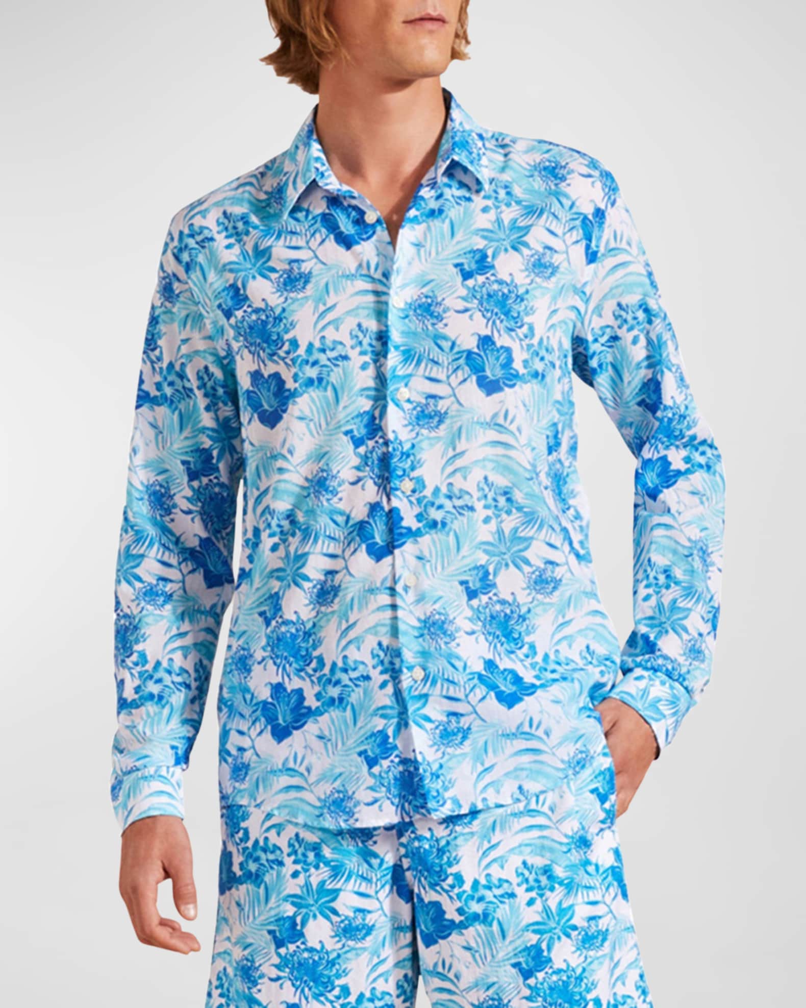 SHIRT IN ALLOVER PRINTED COTTON VOILE