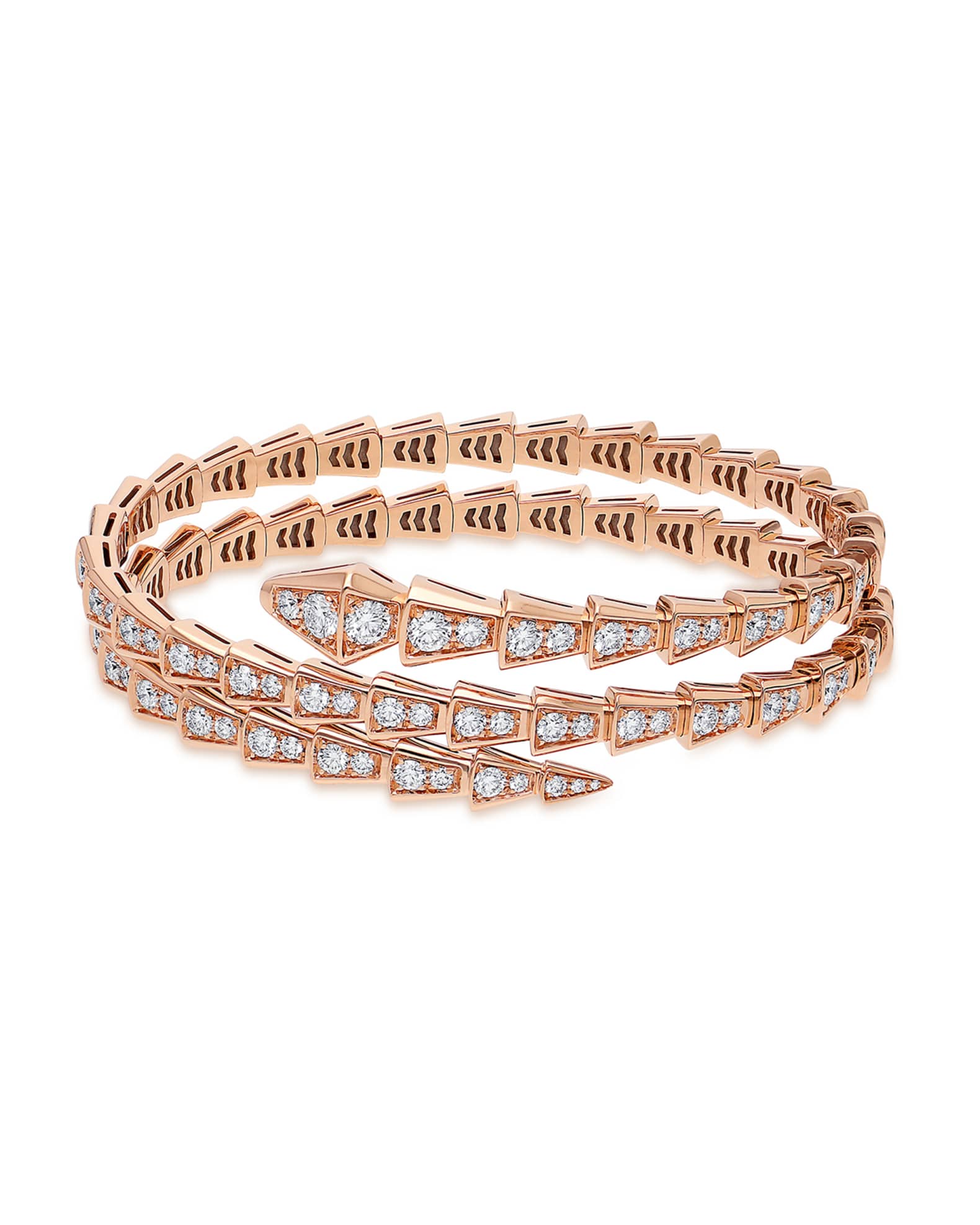 Serpenti Viper 18K Rose Gold 2-Coil Diamond Bracelet 1