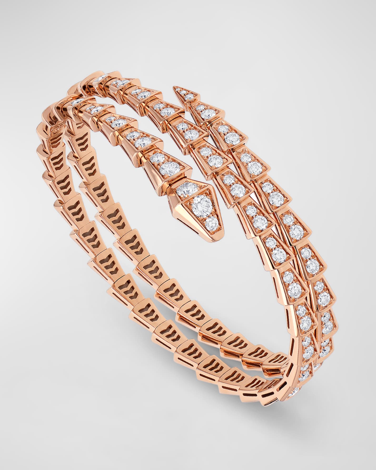 Serpenti Viper 18K Rose Gold 2-Coil Diamond Bracelet 0