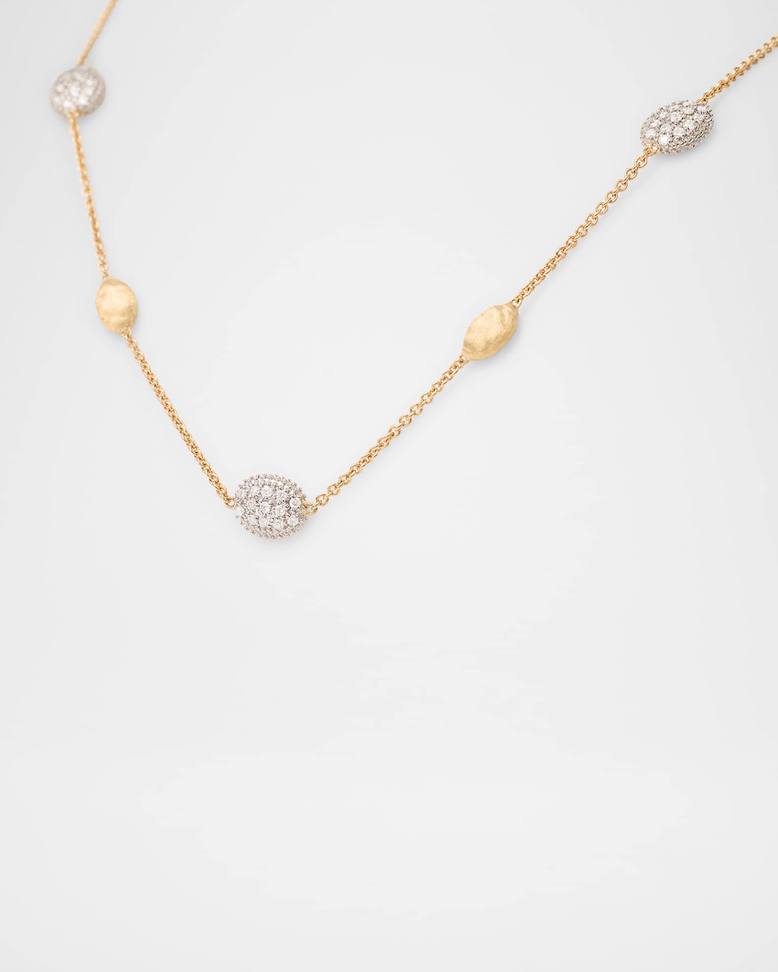 18K Yellow Gold Siviglia Diamond Bean Necklace 1