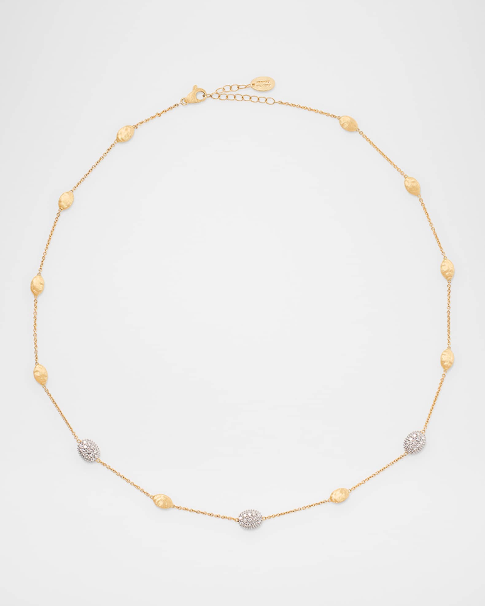 18K Yellow Gold Siviglia Diamond Bean Necklace 0