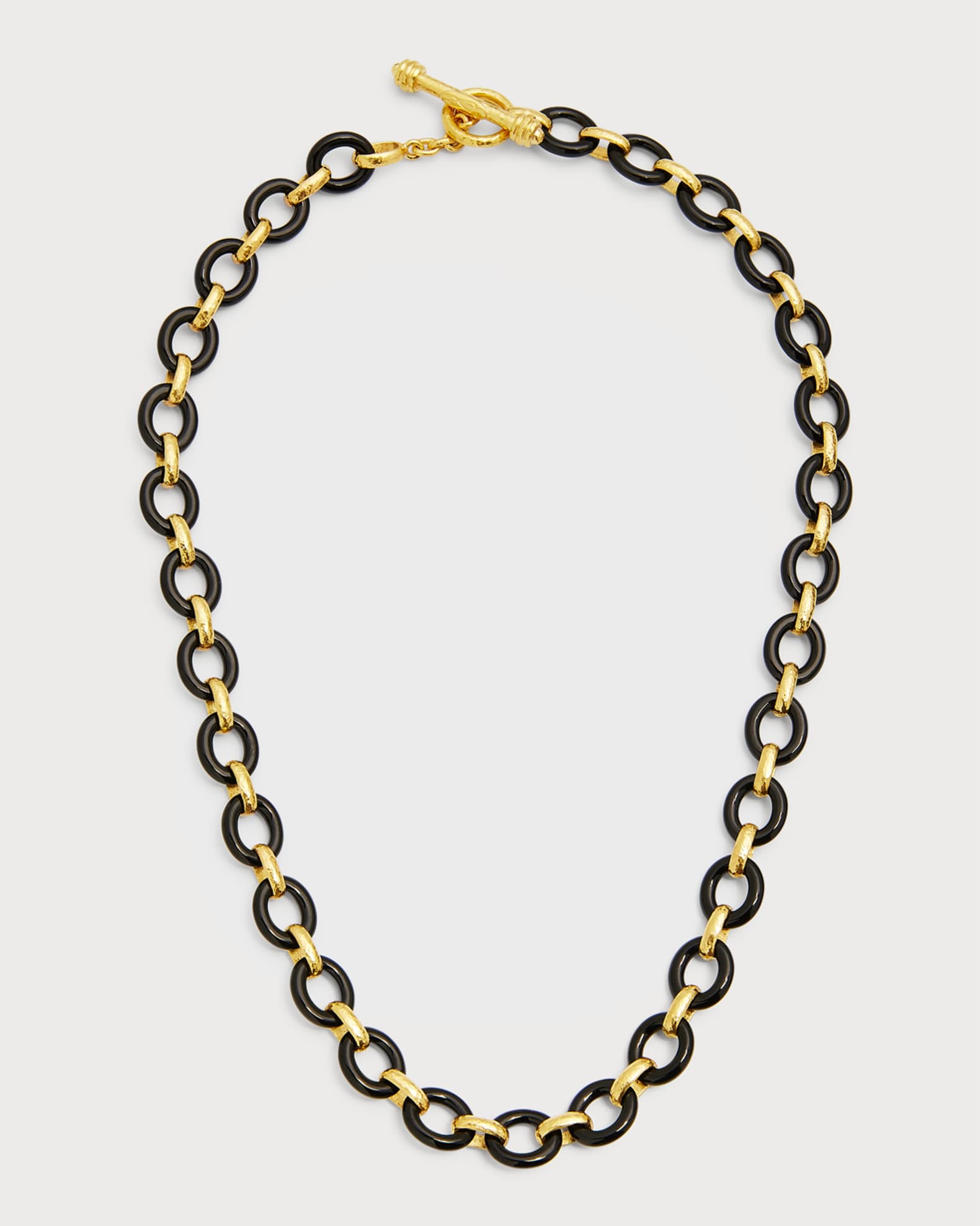 19K Yellow Gold Black Jade Positano Necklace, 21"L 0