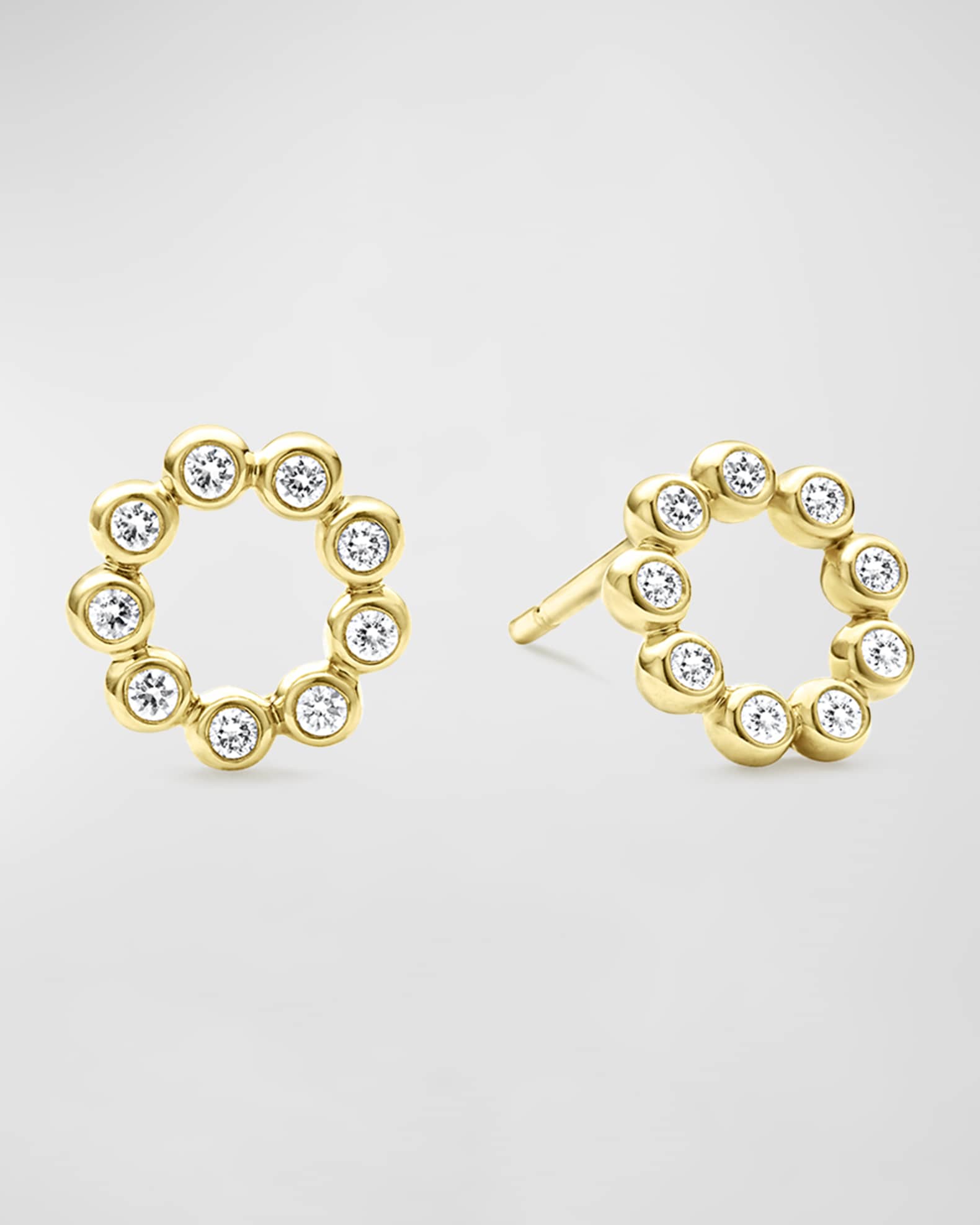 LAGOS 18K Gold and Diamond Petite Circle Stud Earrings