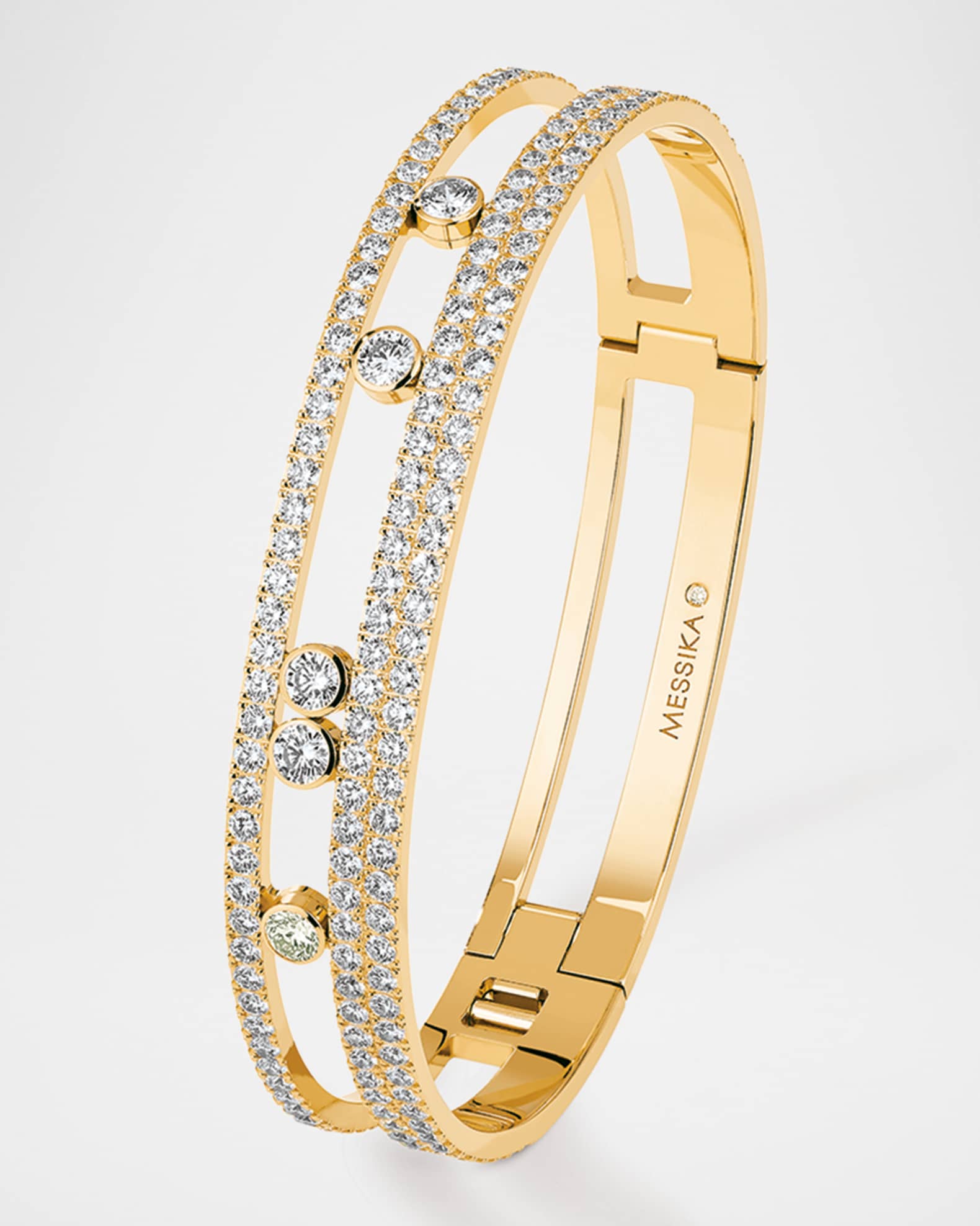 Messika Move Romane 18K Yellow Gold Diamond Pave Bracelet