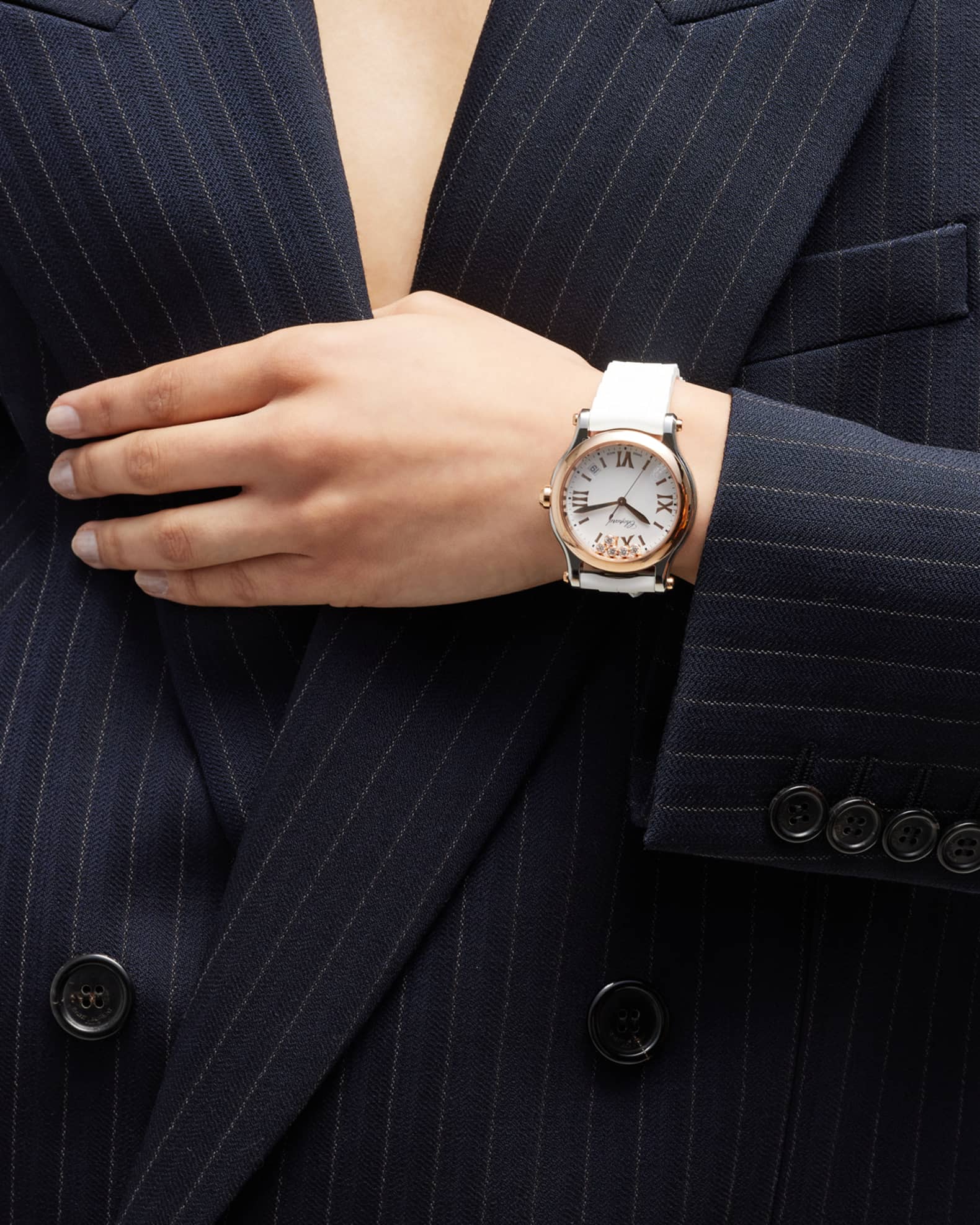 Happy Sport 36mm 18K Rose Gold 2-Tone Diamond Watch 1