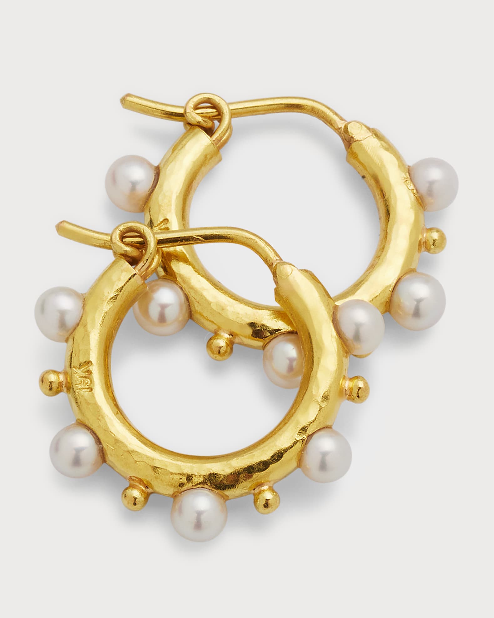 Elizabeth Locke Big Baby 19K Yellow Gold & Pearl Hoop Earrings Neiman