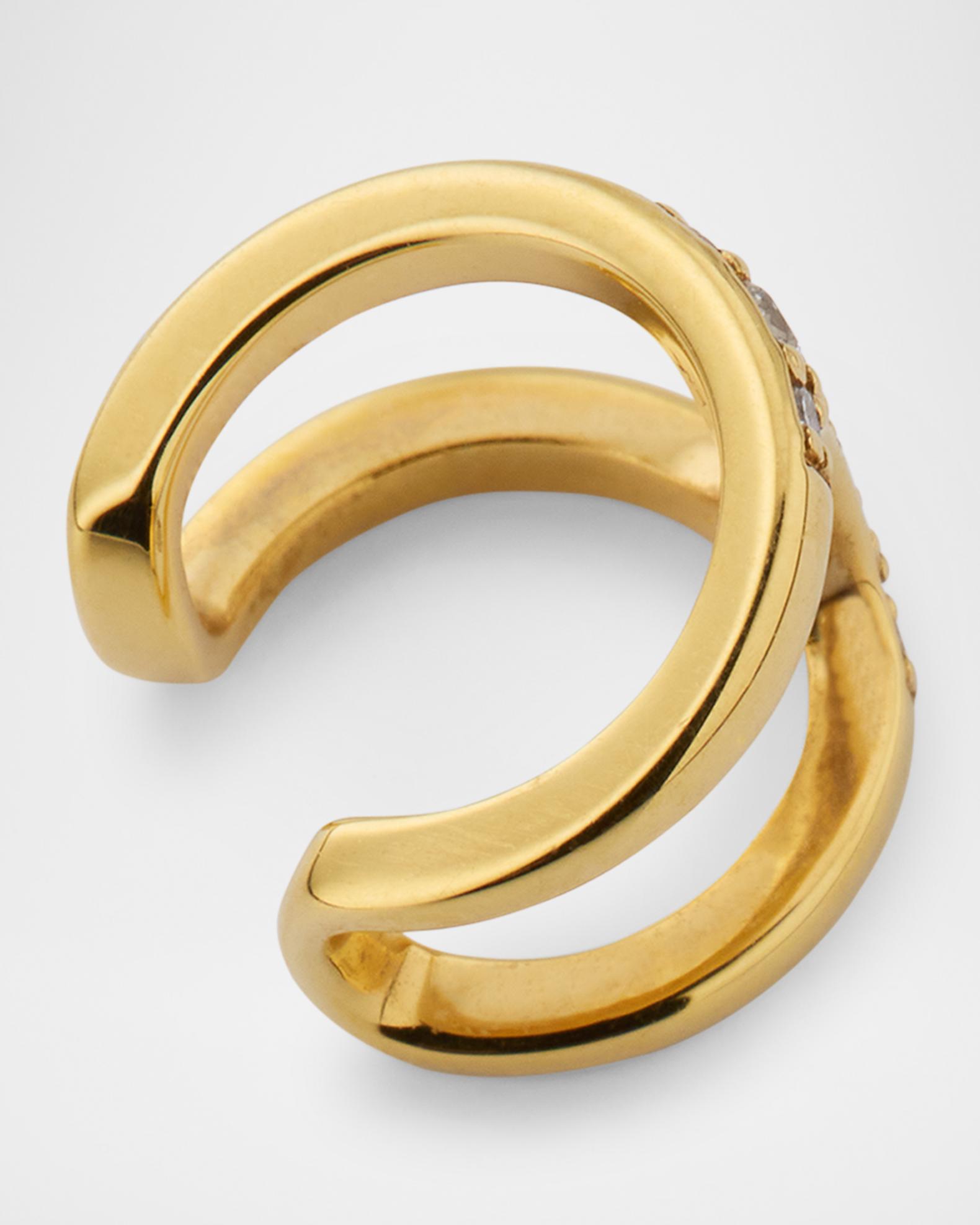 Hoorsenbuhs 18K Yellow Gold 12MM Tri-Link Diamond Huggie Earrings