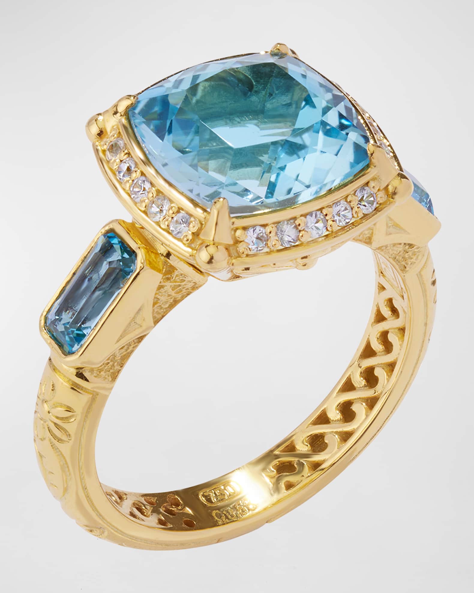Sky Blue Topaz and White Sapphire Ring, Size 7 1