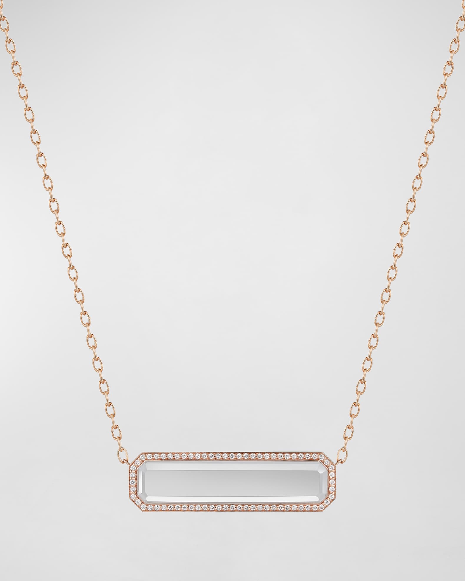 Belle Rose Gold East-West Rock Crystal Tablet Necklace 0