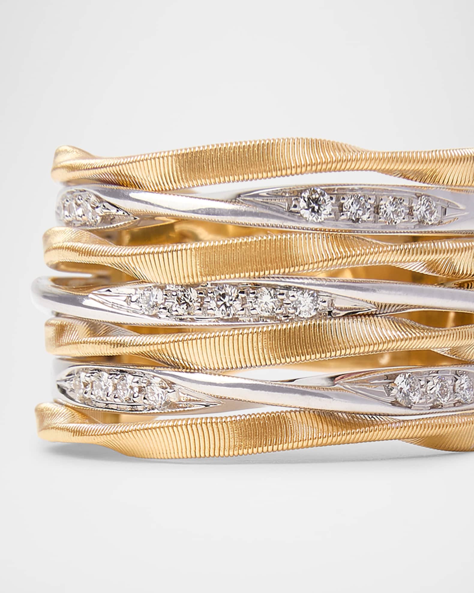 18K Yellow Gold Marrakech Onde 7-Strand Coil Ring With Diamonds Strands 1