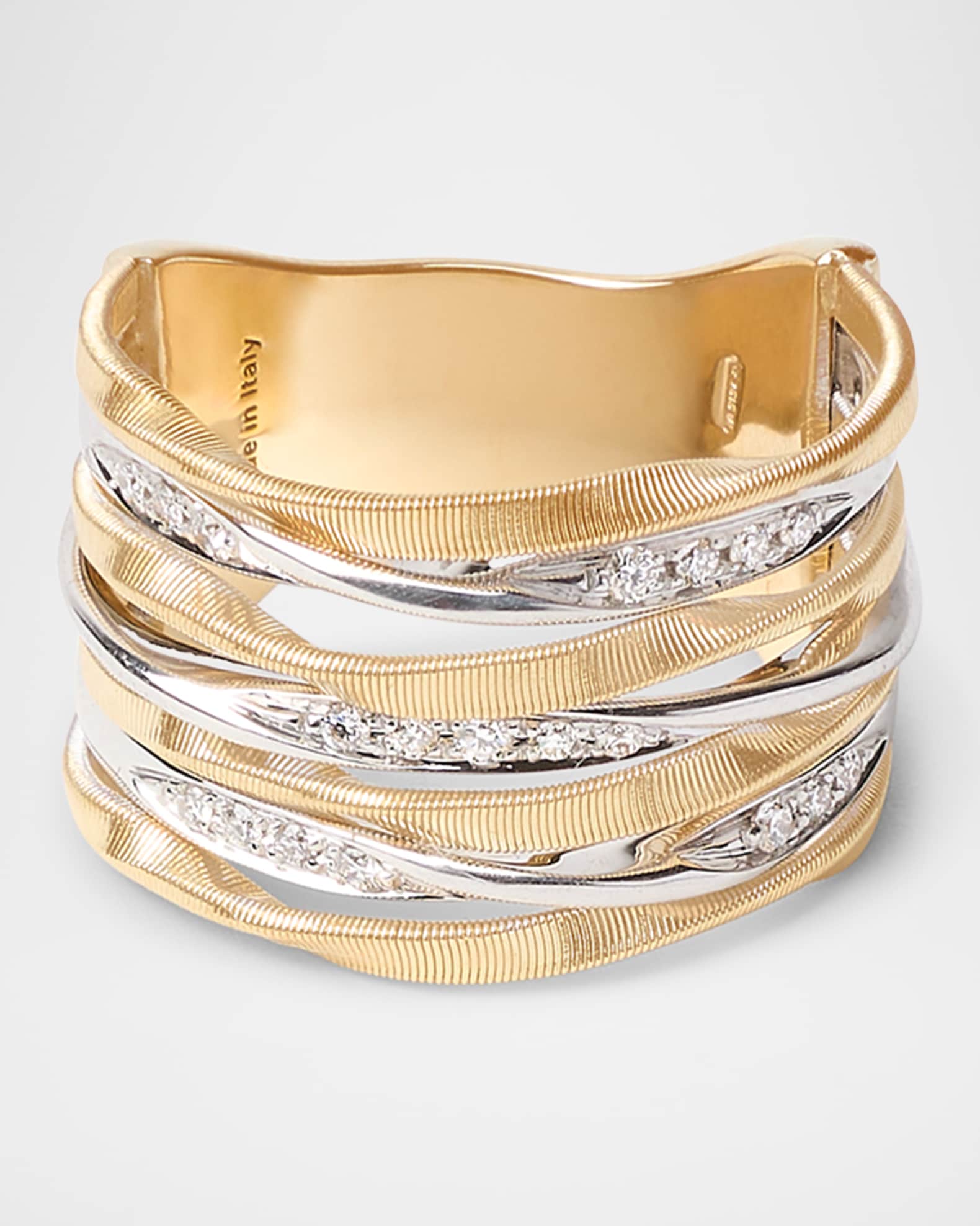 18K Yellow Gold Marrakech Onde 7-Strand Coil Ring With Diamonds Strands 0