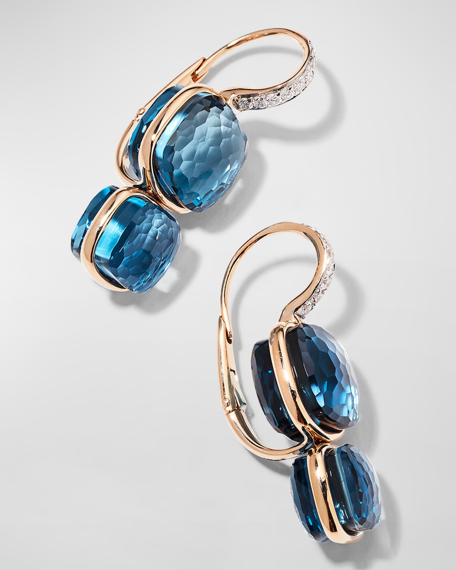 Nudo Rose Gold London Blue Topaz Earrings with Diamonds