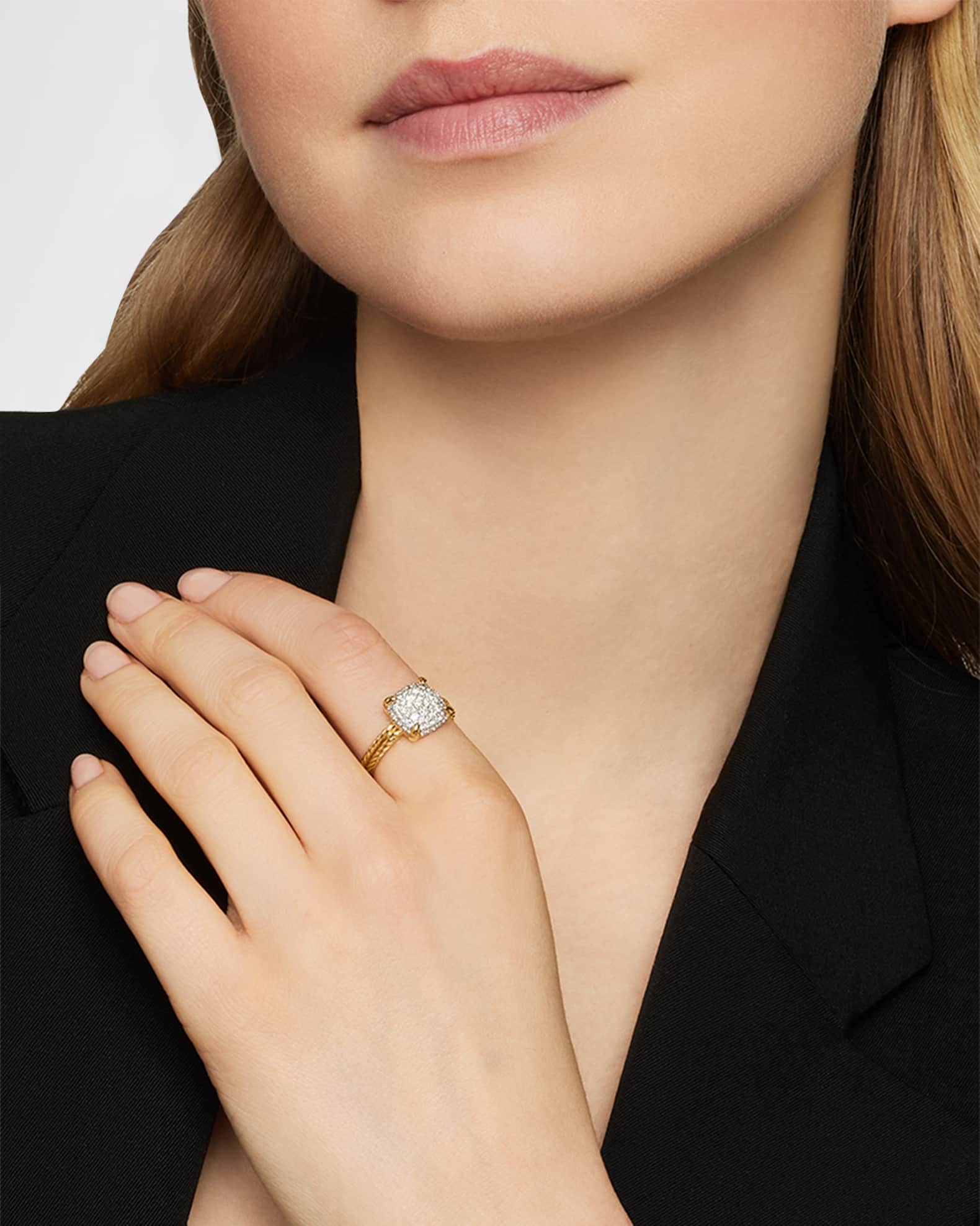 Chatelaine Ring in 18K Yellow Gold with Full Pave Diamonds, 11mm 1