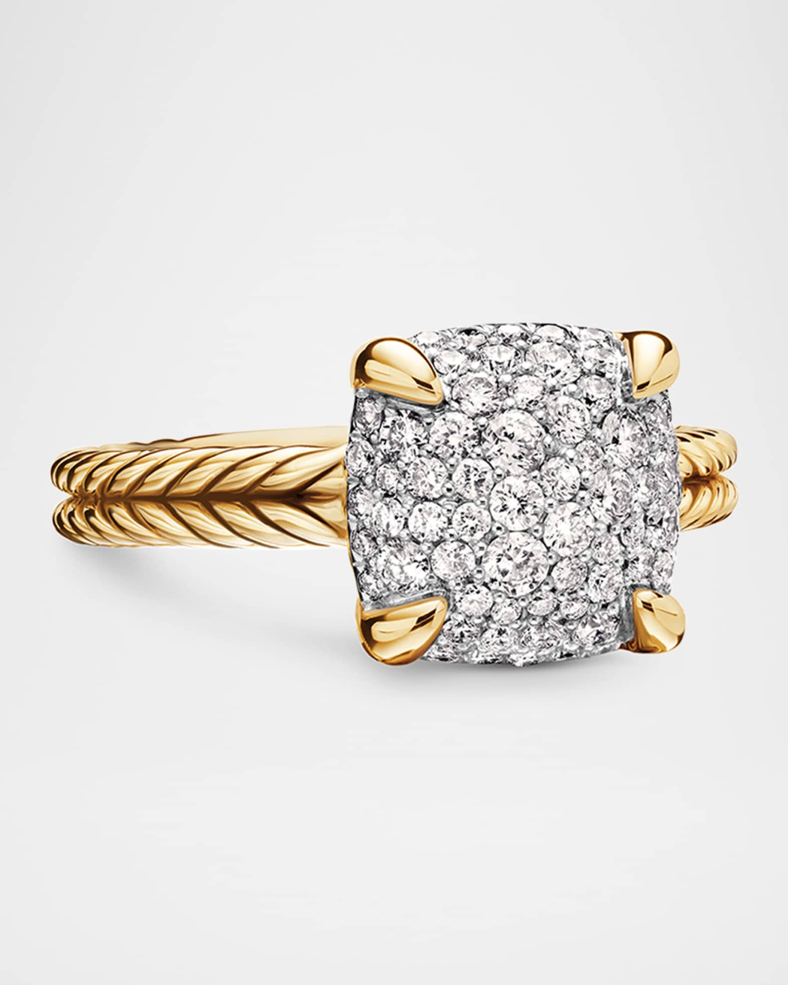 Chatelaine Ring in 18K Yellow Gold with Full Pave Diamonds, 11mm 0