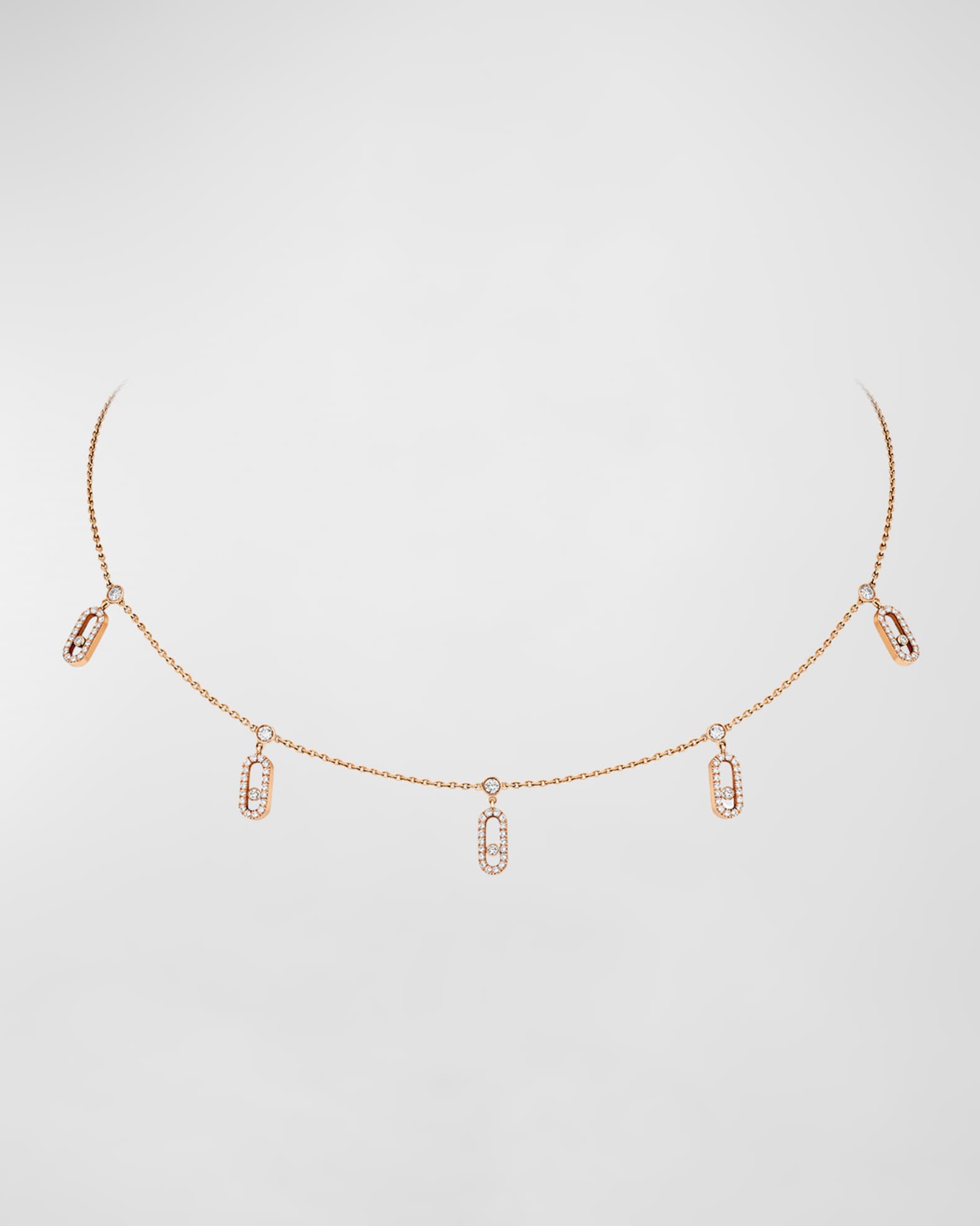 CHOKER MOVE UNO PAMPILLE PAVED SILVER DIAMOND NECKLACE
