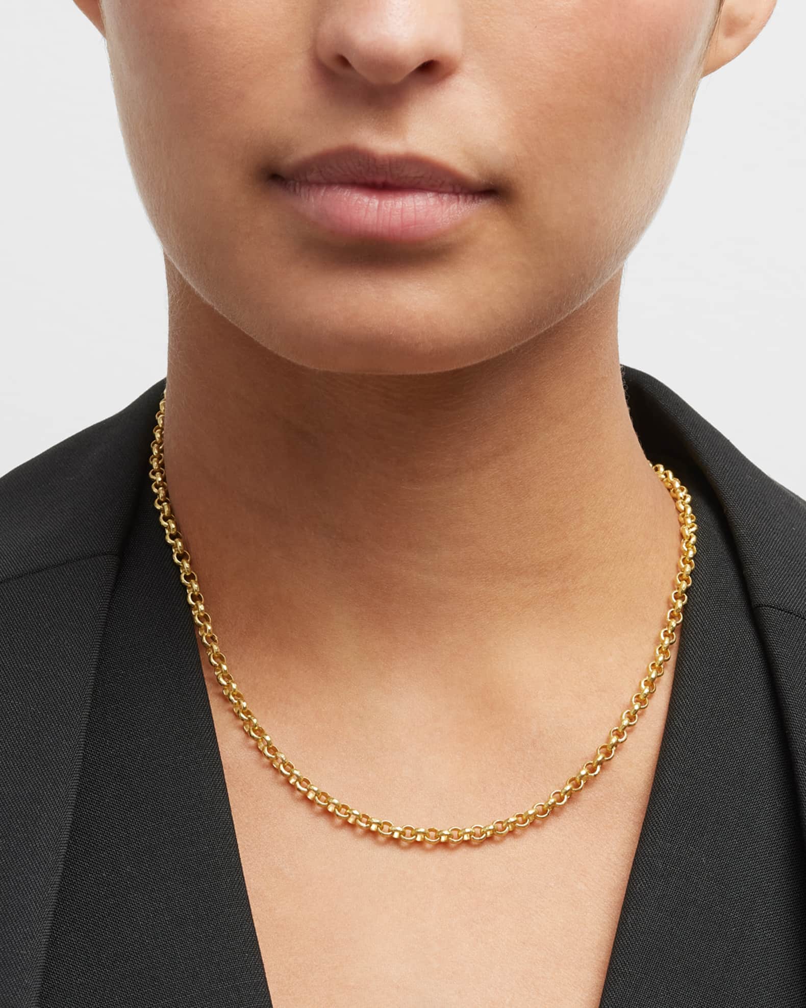 19K Tiny Link Necklace, 21"L 1