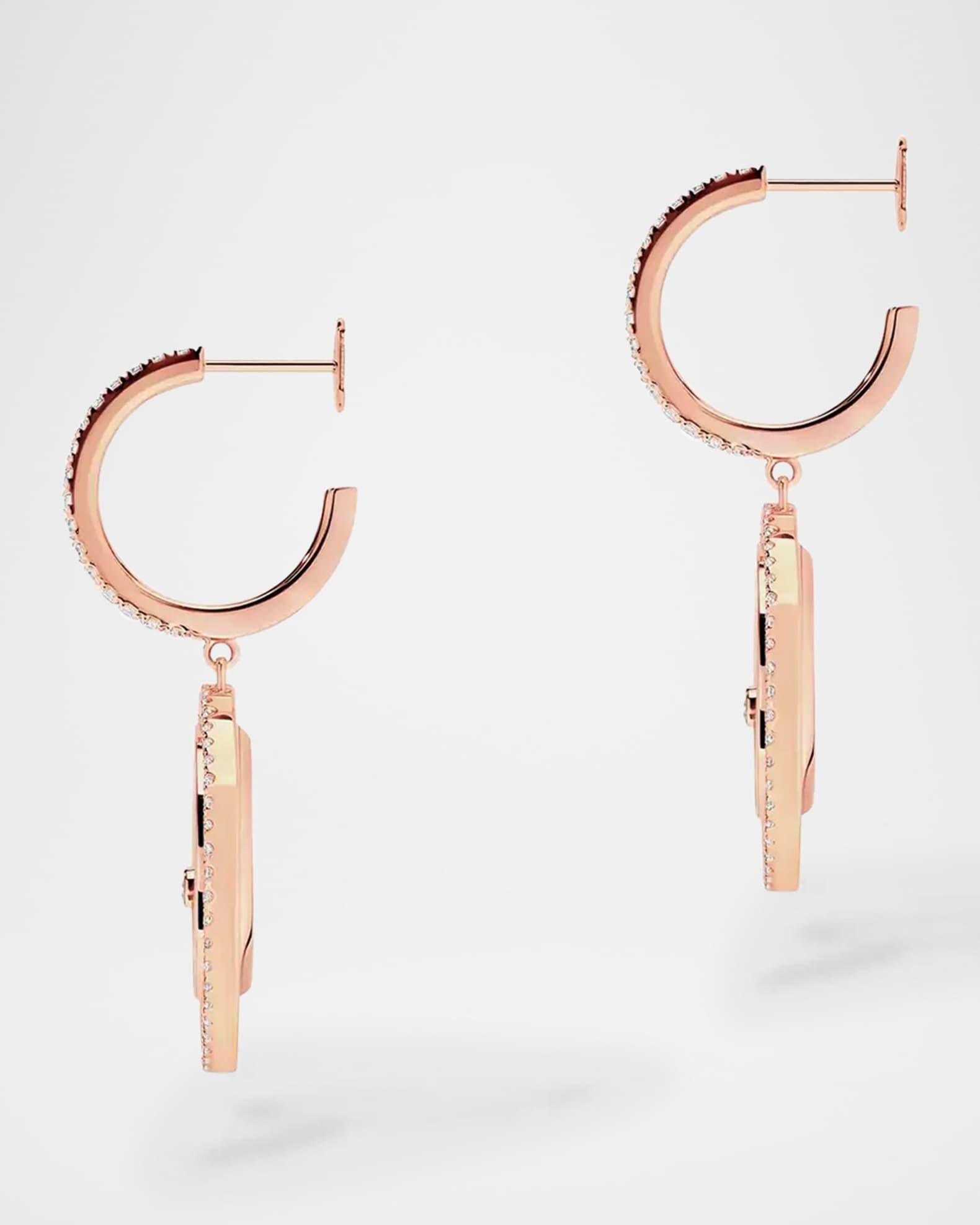 LUCKY MOVE 18K ROSE GOLD MOTHER OF PEARL & DIAMOND EARRINGS 1