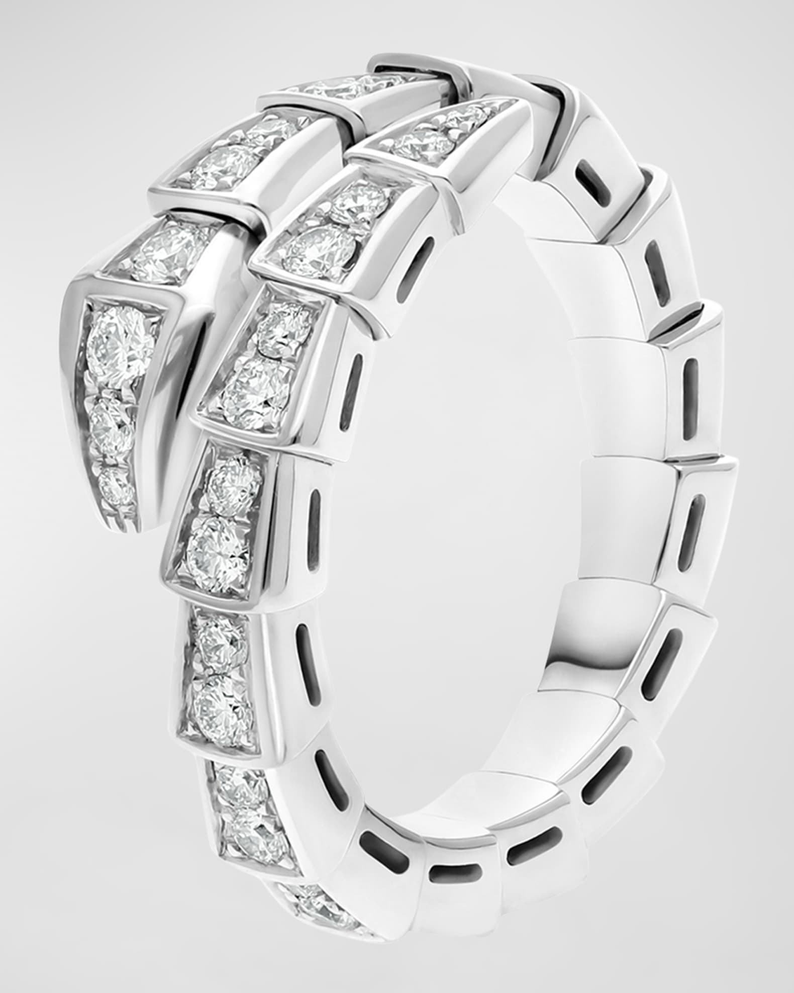Serpenti Viper 18K White Gold Diamond Bypass Ring 0
