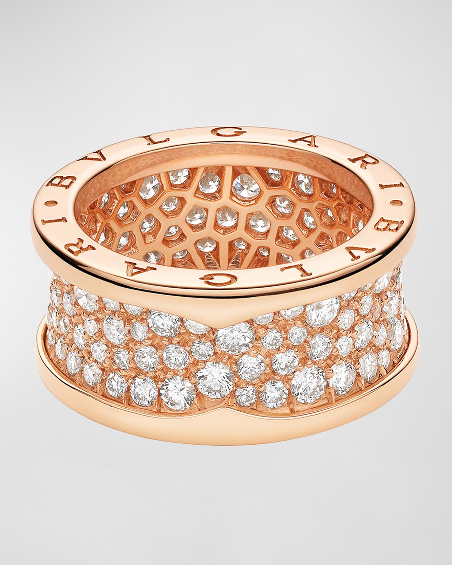 BVLGARI 18K Rose Gold B.zero1 Pavé Diamond Ring | Neiman Marcus