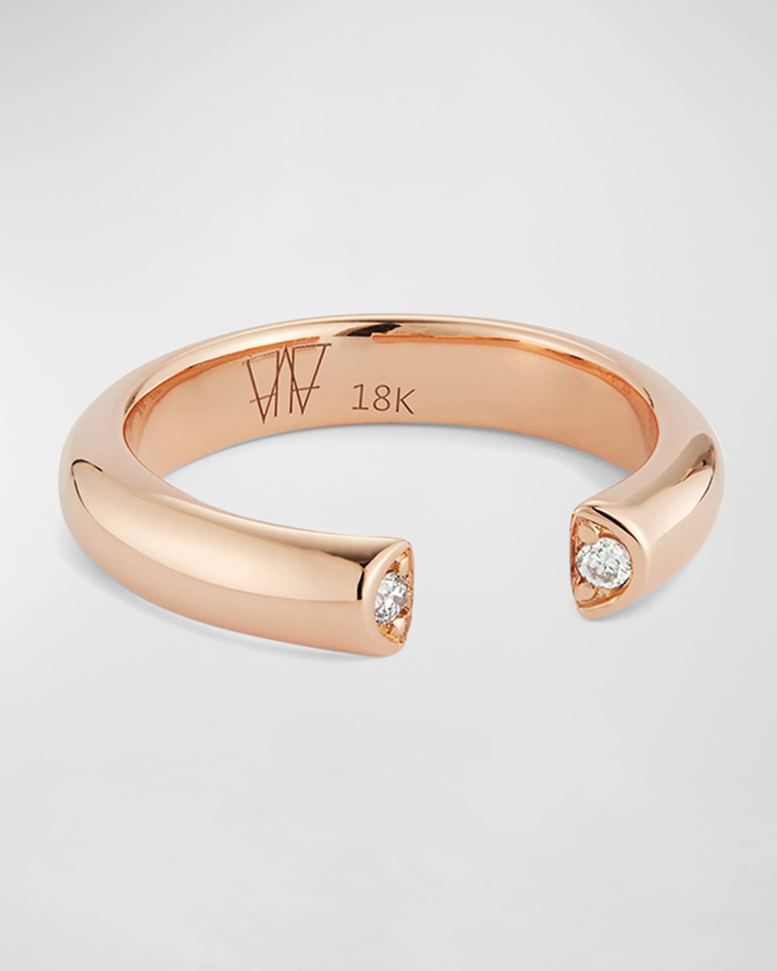 Thoby Rose Gold 1-Row Tubular Open Ring with Diamonds 0