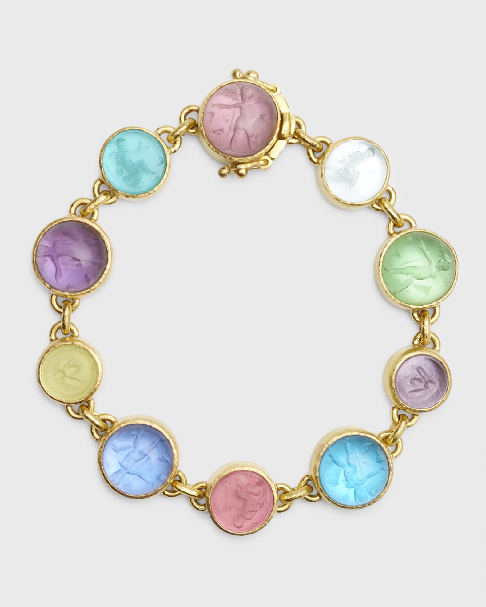 19K Round Cupid Bracelet with Cabochon Putto, Duck and Tiny Bee 0