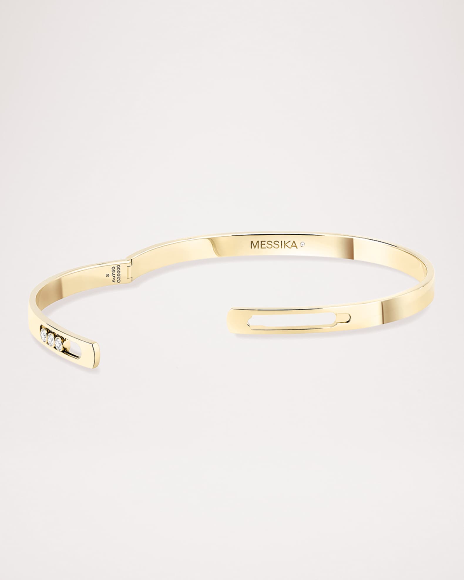 MOVE NOA 18K YELLOW GOLD 3-DIAMOND BANGLE, SIZE M 1