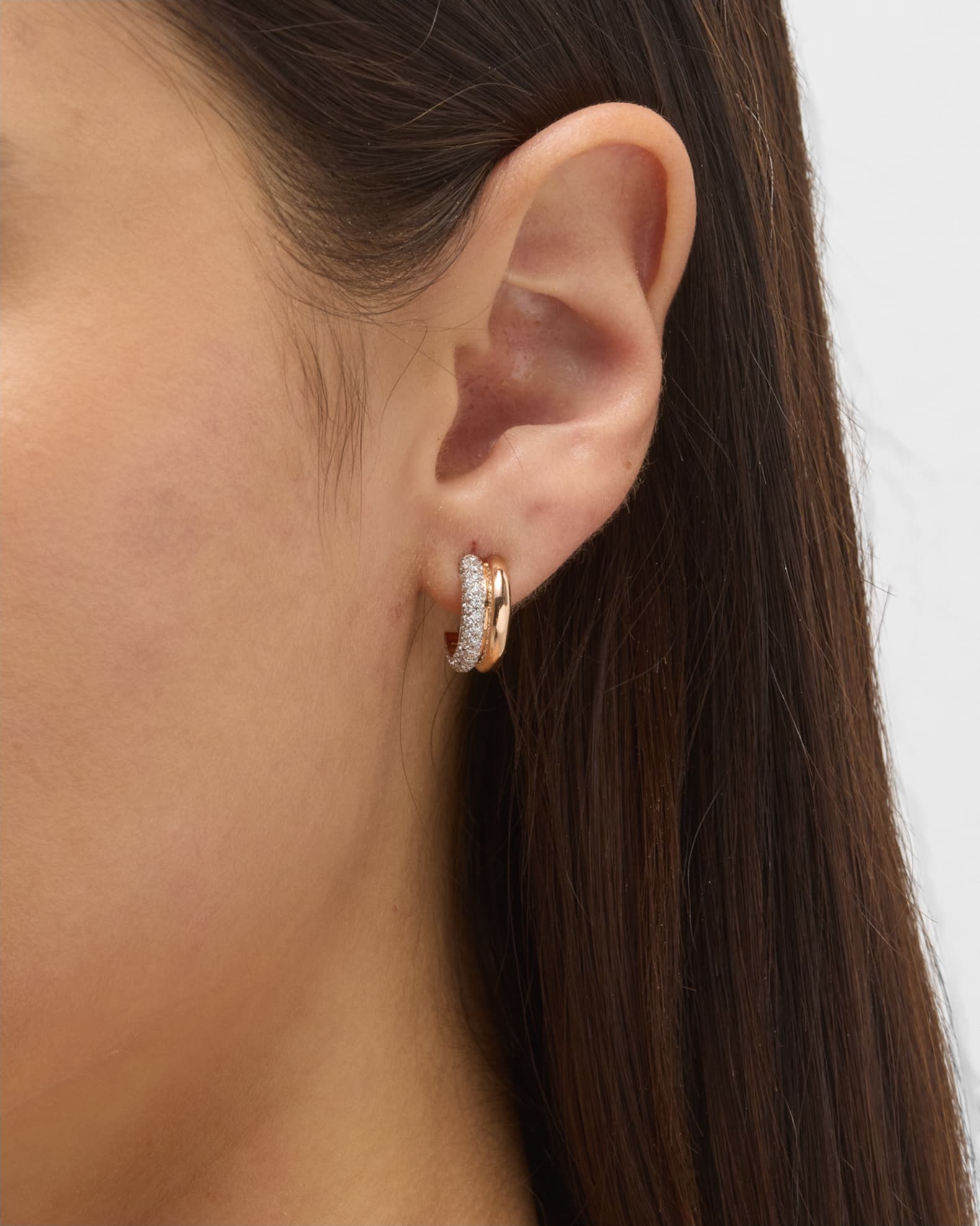 Thoby 18K Rose Gold and Diamond Tubular Huggie Earrings 1