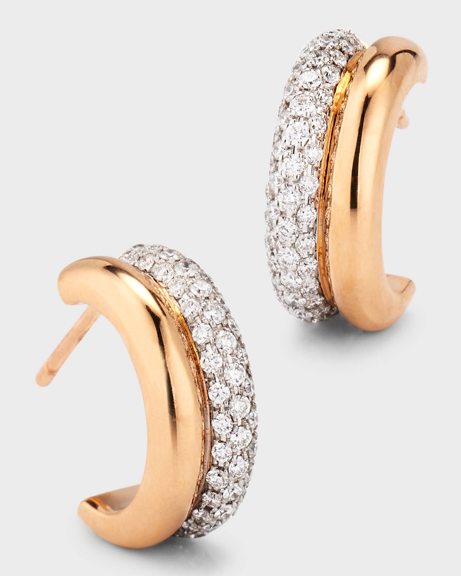 Thoby 18K Rose Gold and Diamond Tubular Huggie Earrings 0
