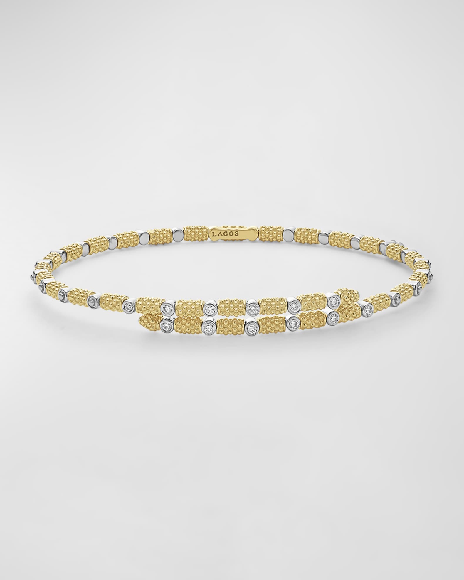 LAGOS 18K Signature Caviar Diamond Slim Setting Bracelet