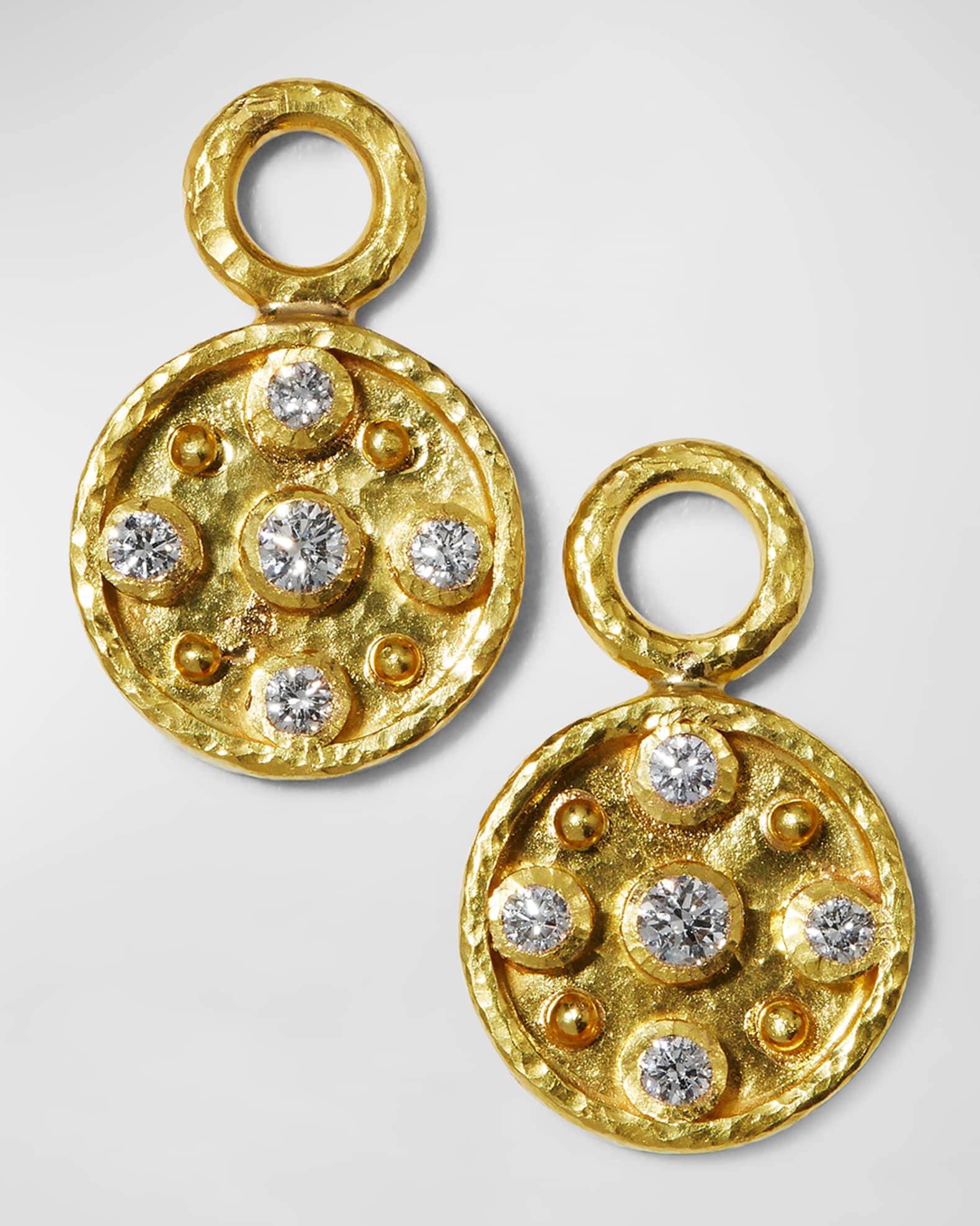 Elizabeth Locke 19k Gold Diamond Disc Earring Pendants Neiman Marcus