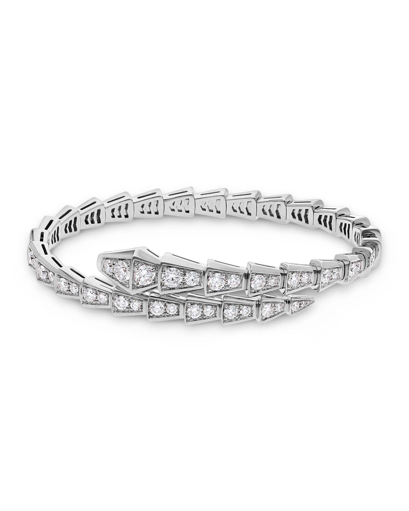 BVLGARI Serpenti 18K White Gold Thin Serpenti Pave Bracelet Neiman Marcus